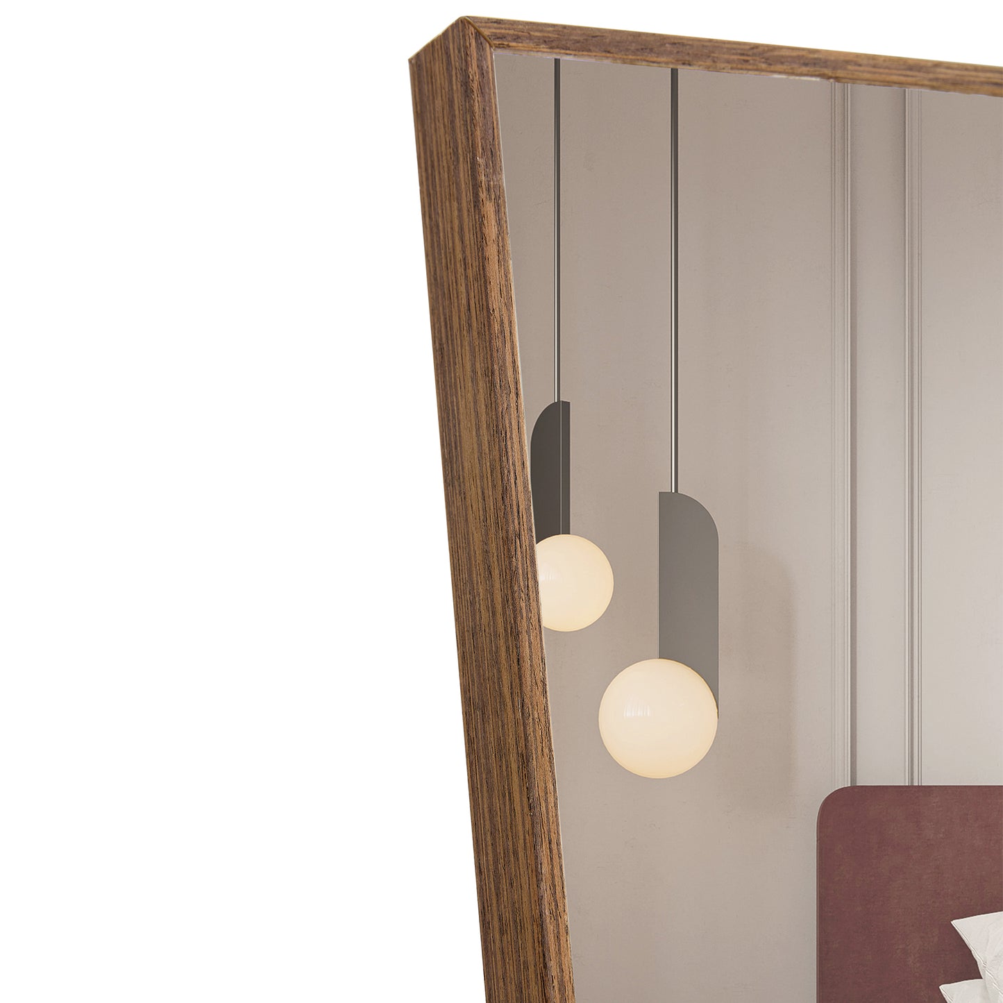 Full-Length Body Dressing Mirror with Solid Wooden Frame and Stand- Brown_8