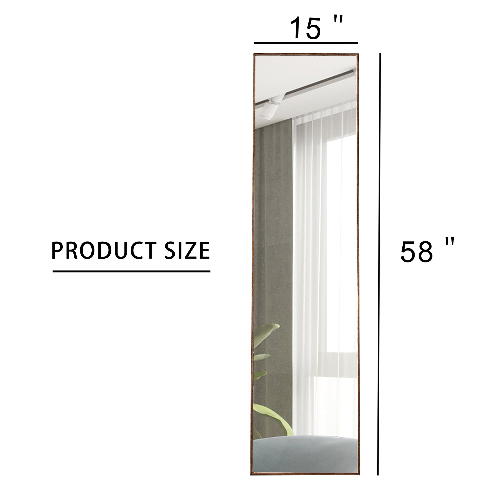 Full-Length Body Dressing Mirror with Solid Wooden Frame and Stand- Brown_15