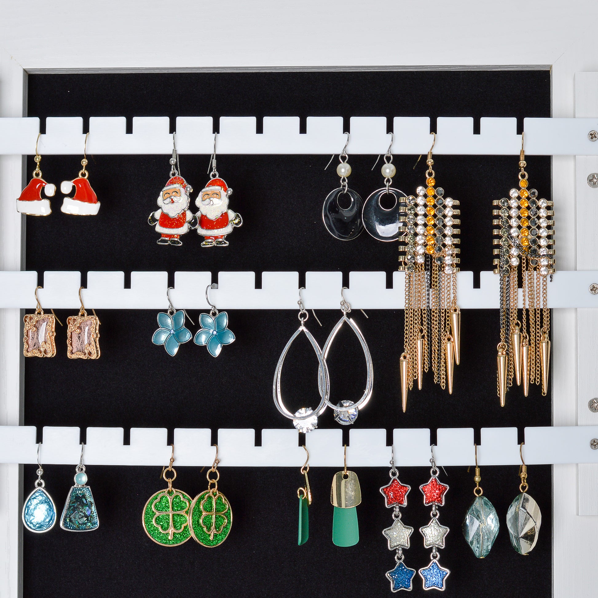 Full Body Mirror and Jewelry Case Storage Cabinet with LED Light- White_7