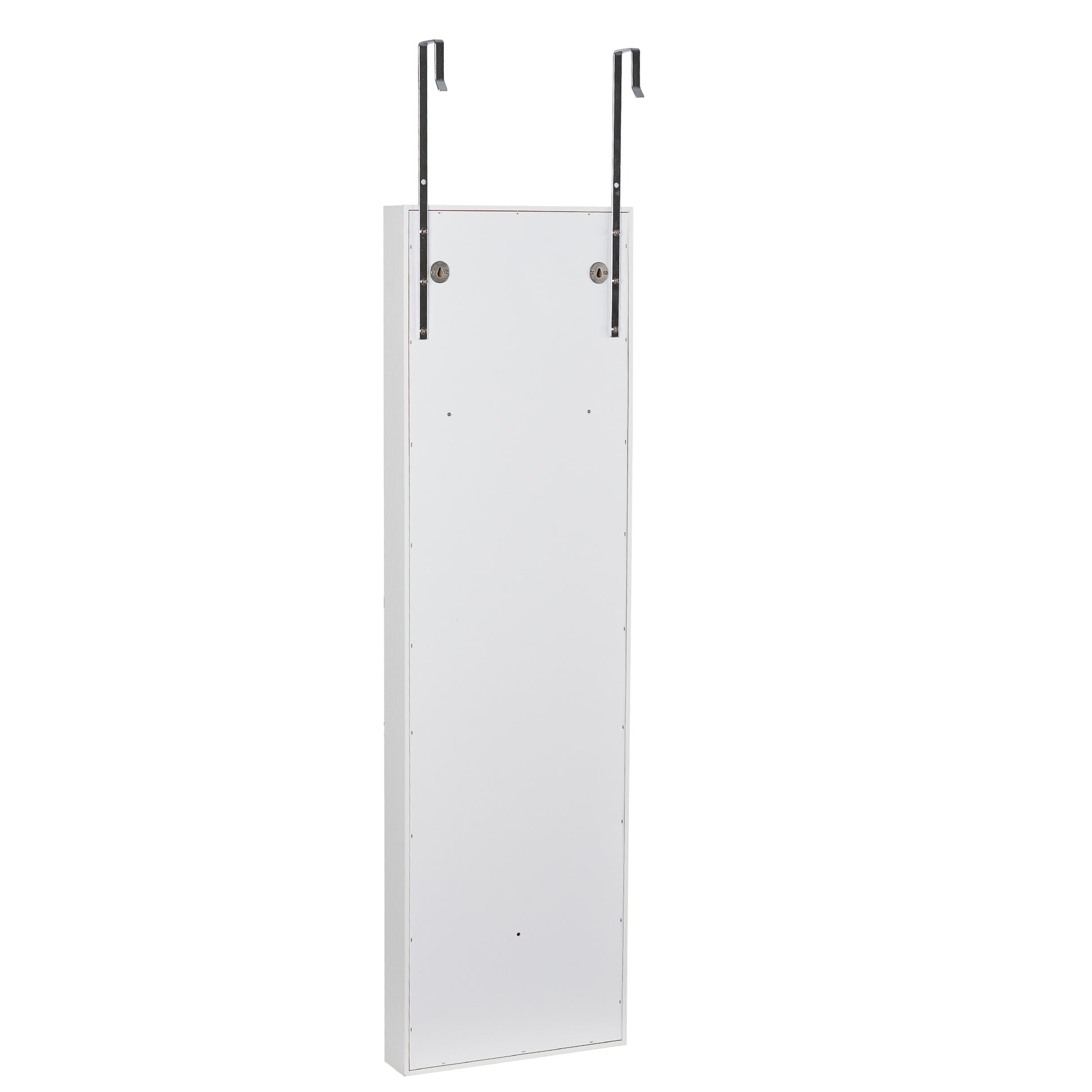 Full Body Mirror and Jewelry Case Storage Cabinet with LED Light- White_6