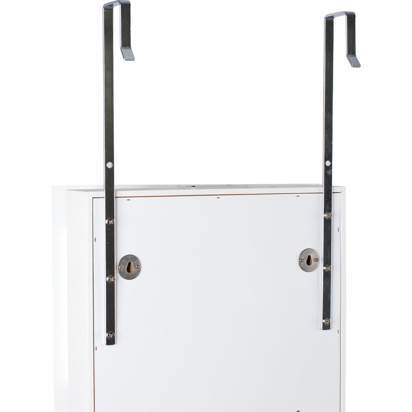 Full Body Mirror and Jewelry Case Storage Cabinet with LED Light- White_2