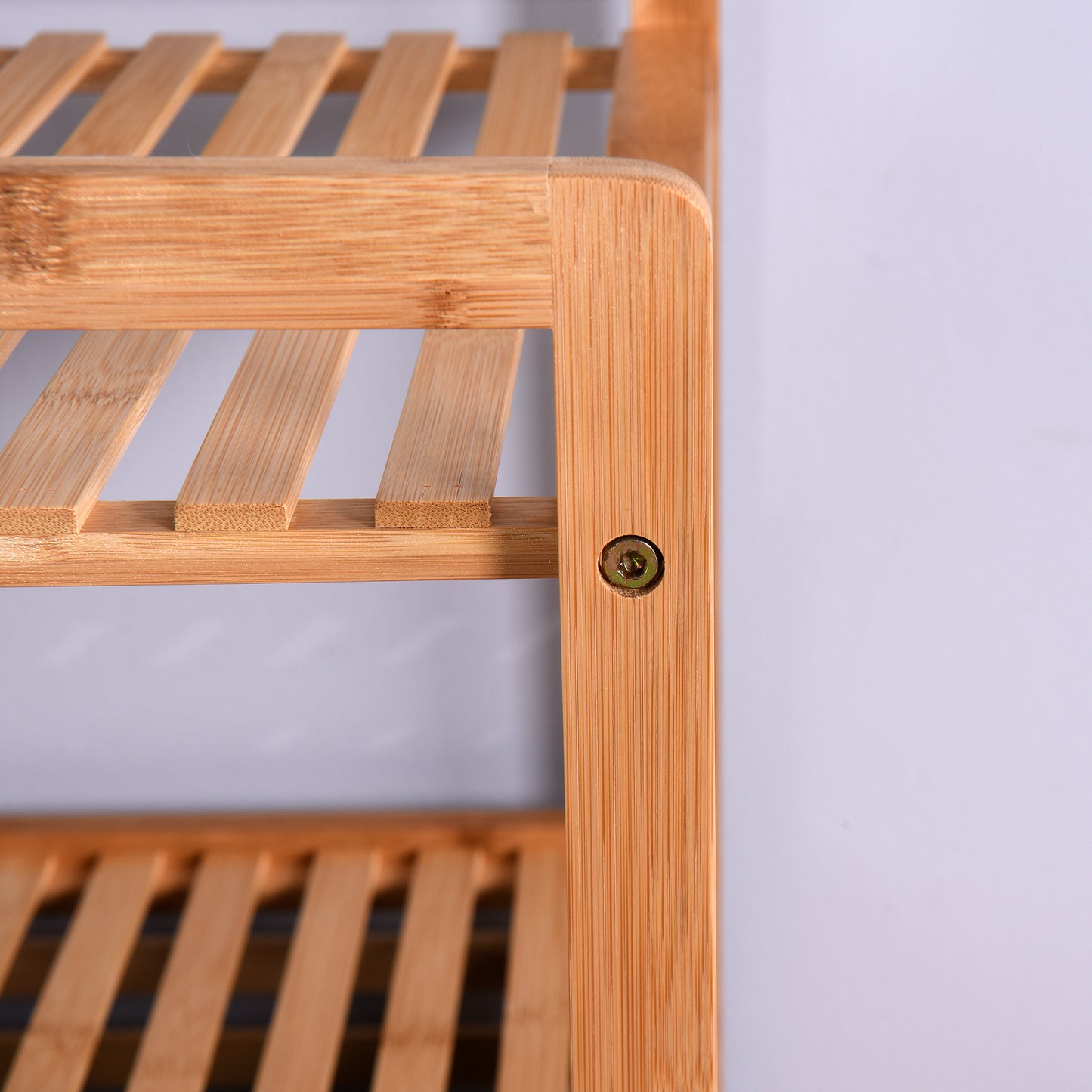 Natural Wooden Organizer  Bamboo Laundry Storage Basket with 2 Tier Shelf_14