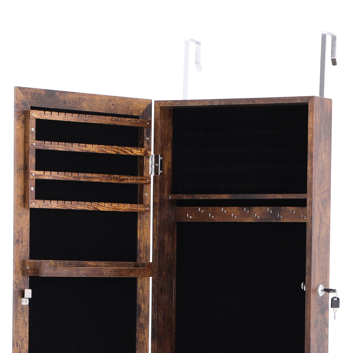 Full Body Mirror and Jewelry Case Storage Cabinet Door and Wall Hanging- Antique Gray_4