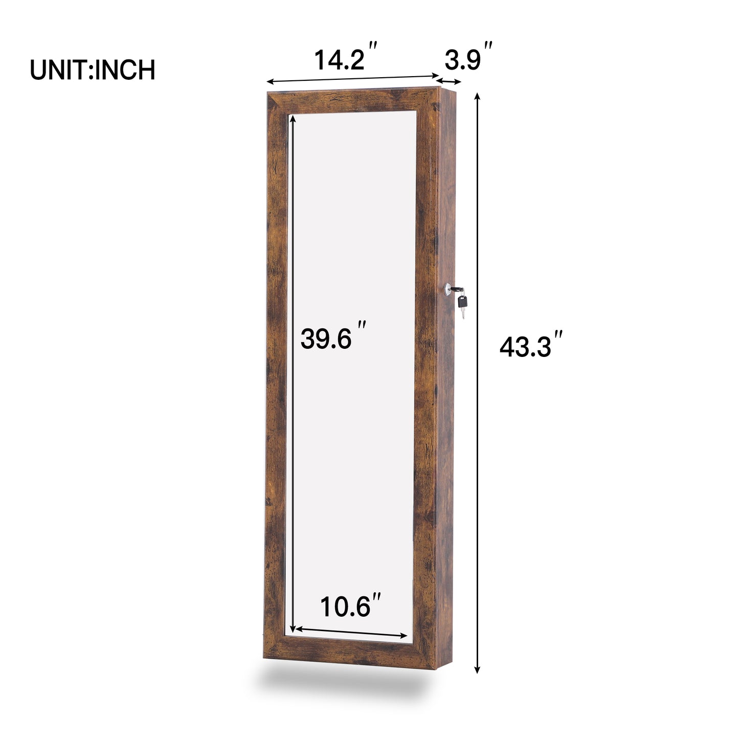 Full Body Mirror and Jewelry Case Storage Cabinet Door and Wall Hanging- Antique Gray_12