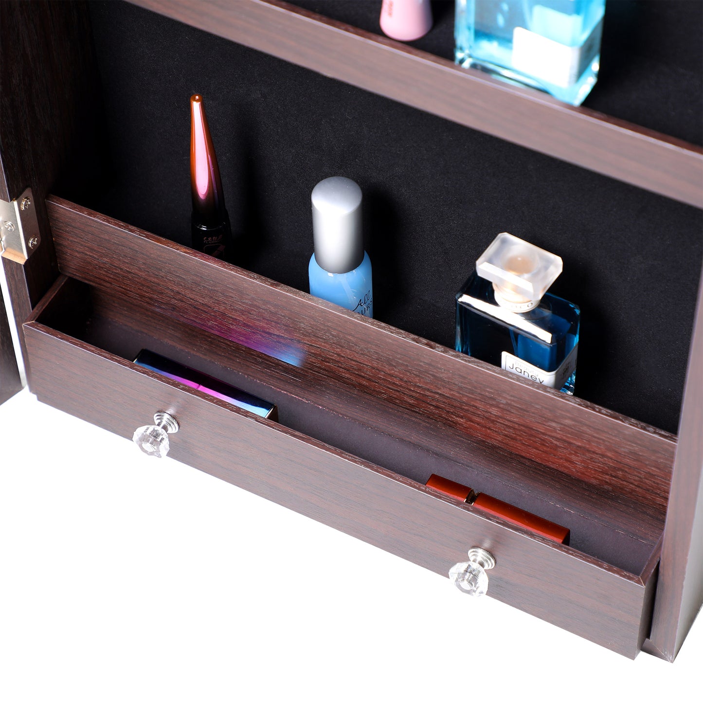Full Body Mirror and Jewelry Case Storage Cabinet Door and Wall Hanging- Brown_8