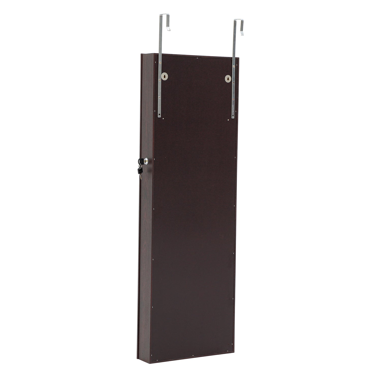 Full Body Mirror and Jewelry Case Storage Cabinet Door and Wall Hanging- Brown_9