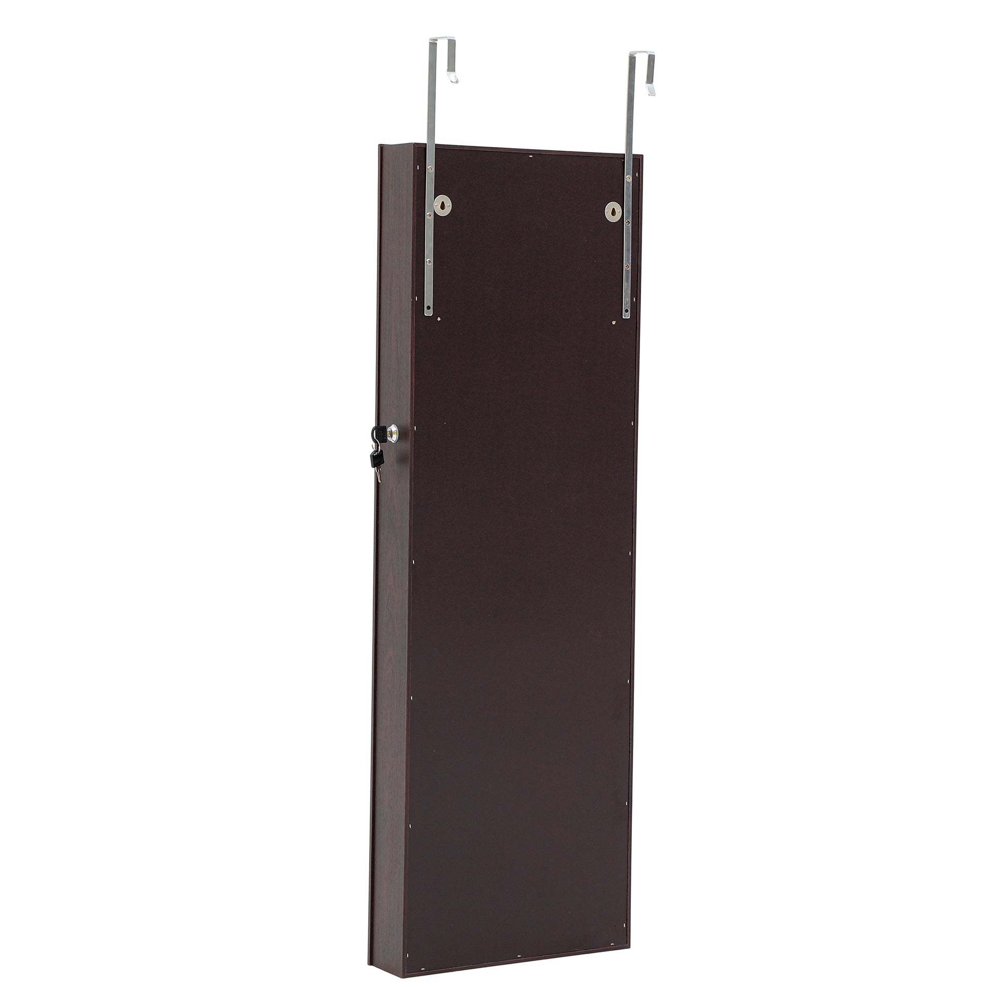 Full Body Mirror and Jewelry Case Storage Cabinet Door and Wall Hanging- Brown_9