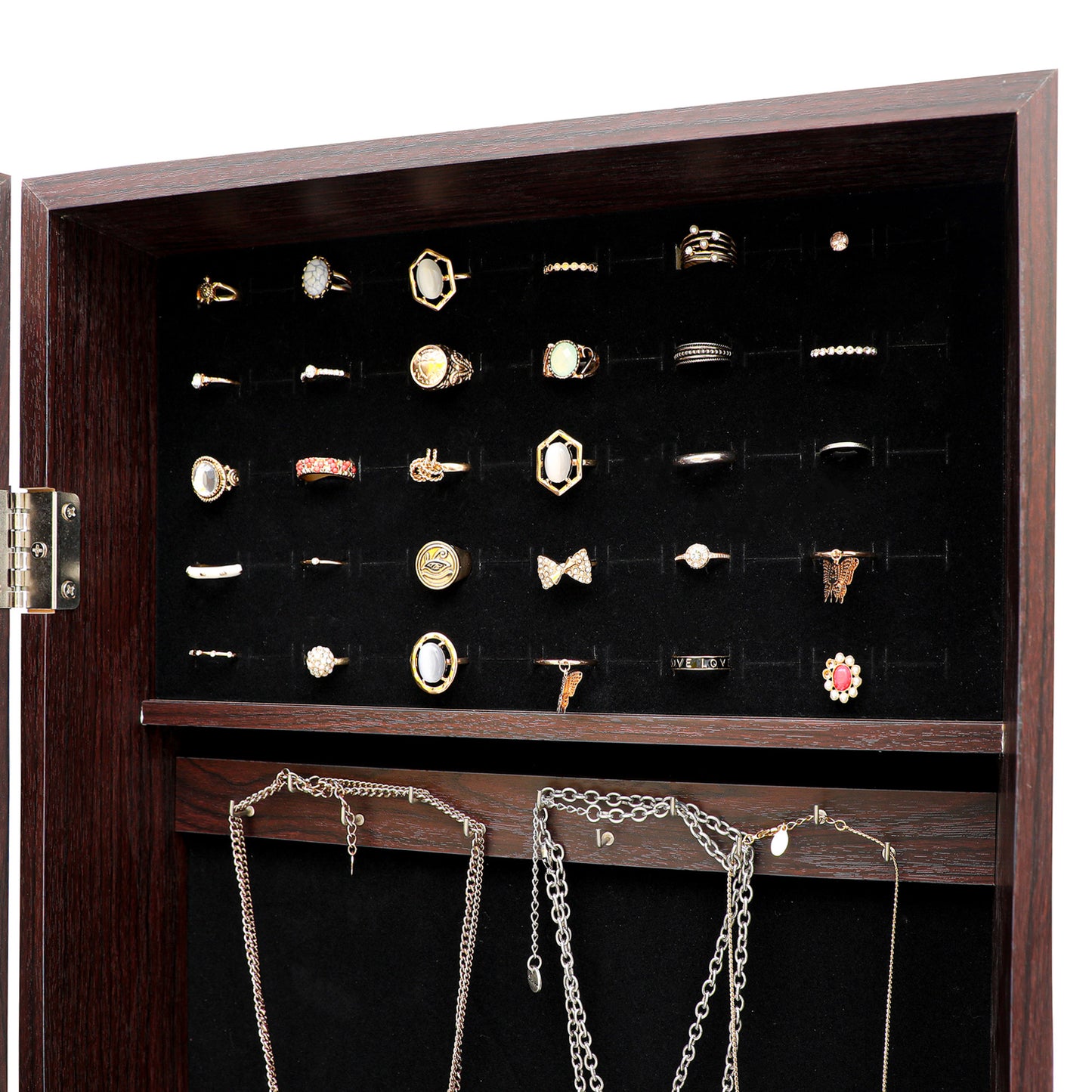 Full Body Mirror and Jewelry Case Storage Cabinet Door and Wall Hanging- Brown_6