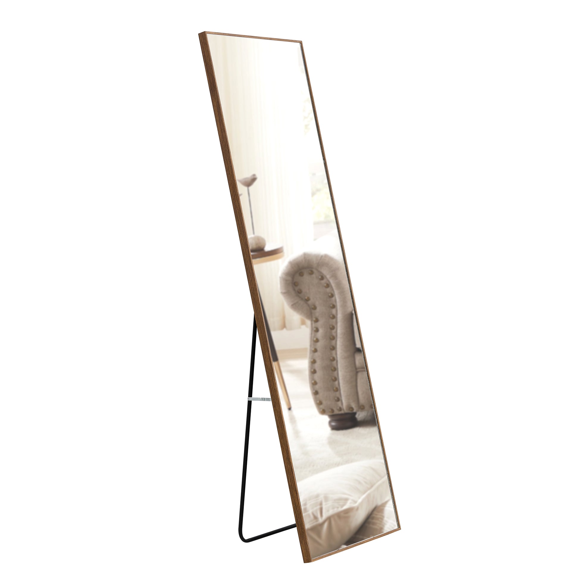 Solid Wood Frame Full Length Body Decorative and Dressing Mirror- Brown_13
