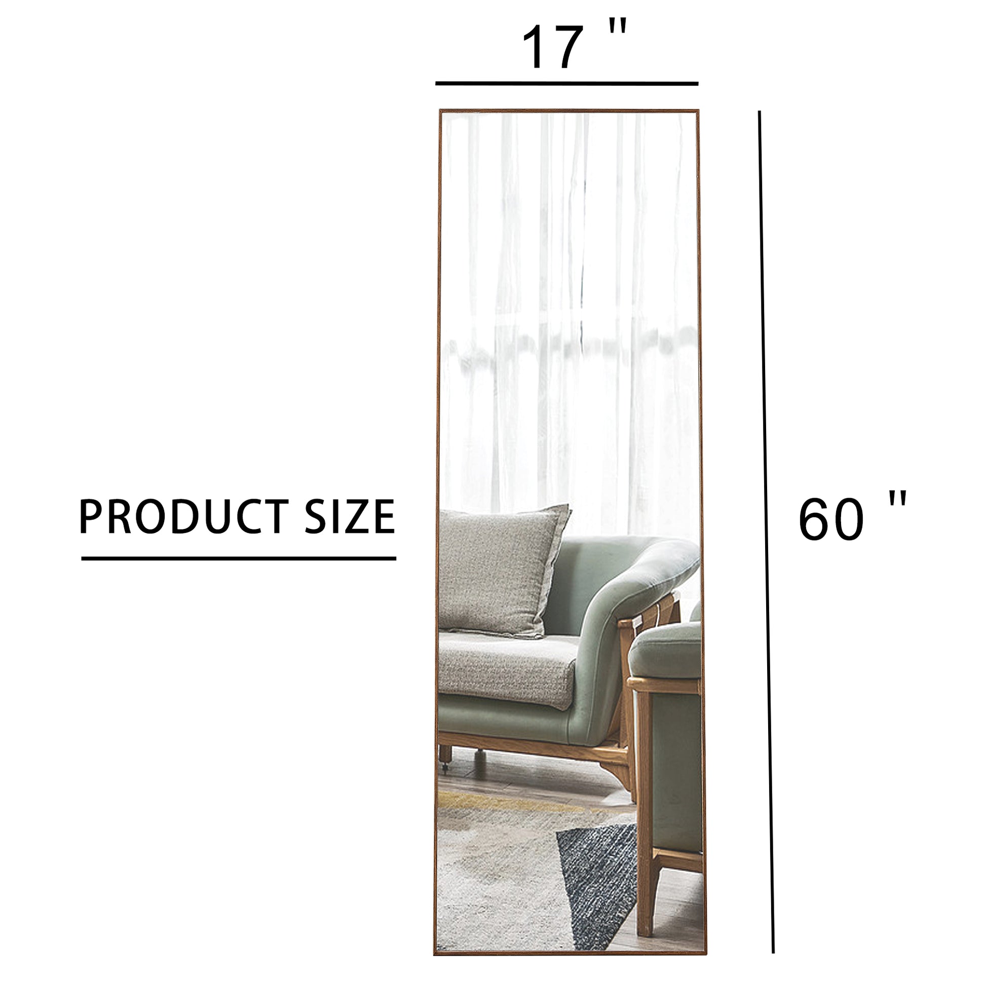Solid Wood Frame Full Length Body Decorative and Dressing Mirror- Brown_10