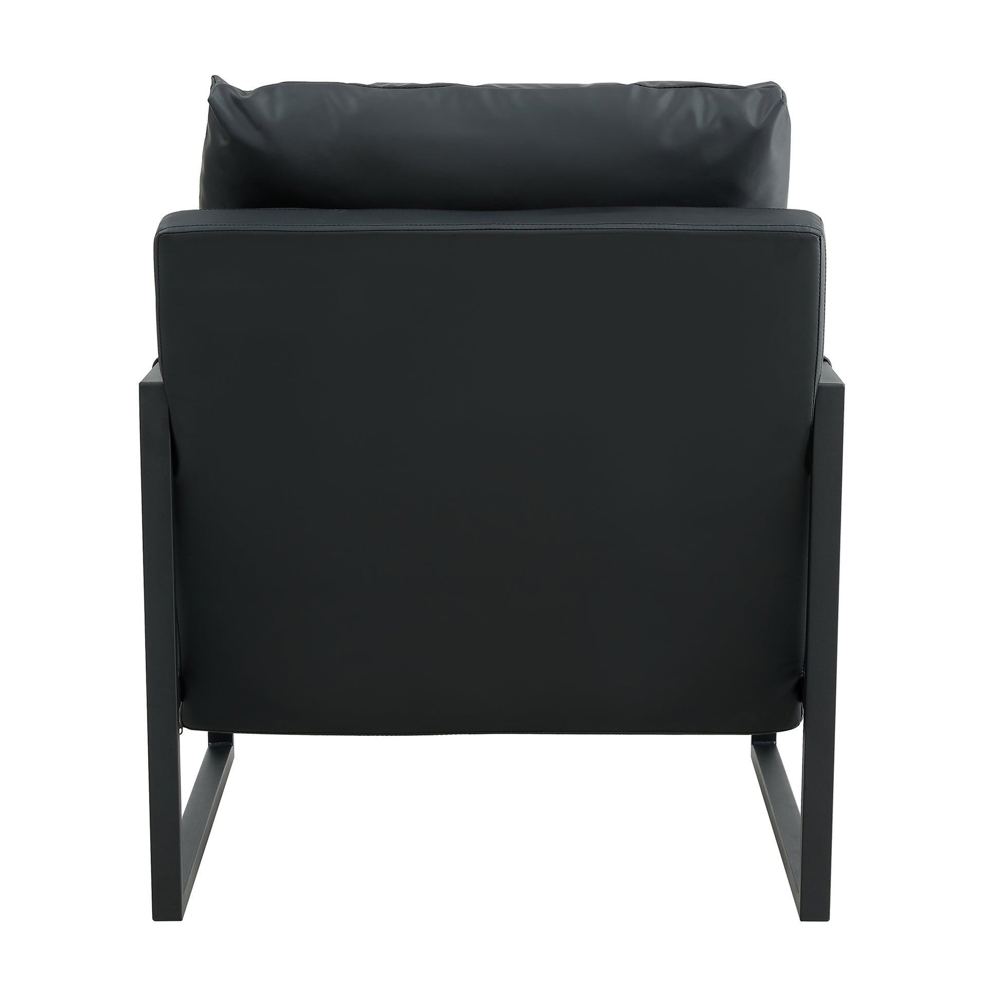 PU Leather Heavily Padded Backrest and Seat Cushion Accent Chair - Black_14
