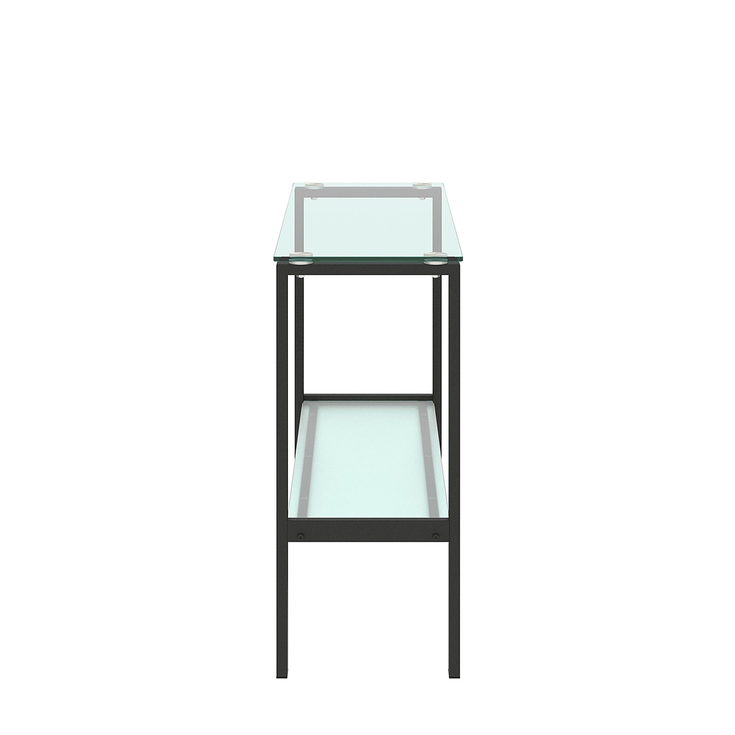 Double Layered Tempered Glass Rectangular Console Center Table- Black_6