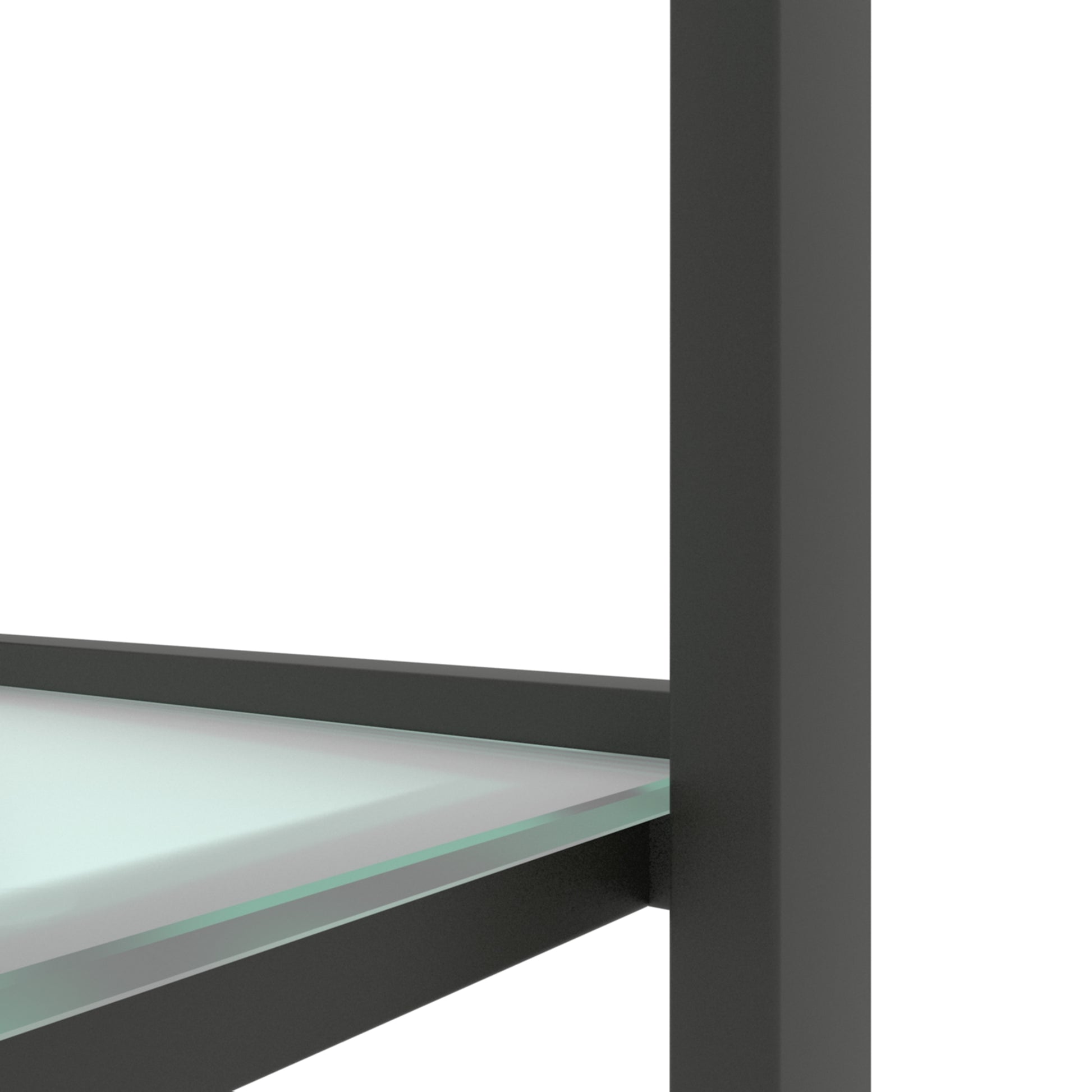 Double Layered Tempered Glass Rectangular Console Center Table- Black_9