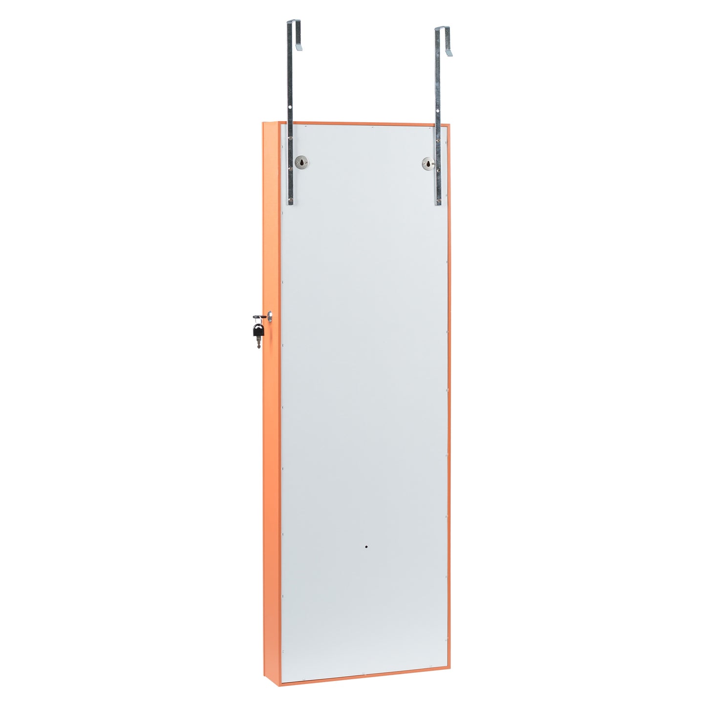 Wall Hanging Simple Jewelry Storage Mirror Cabinet With LED Lights- Orange_3