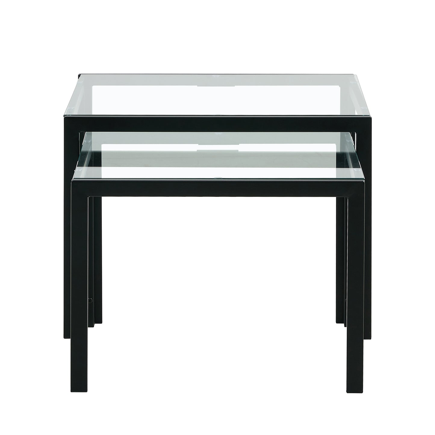 Set of 2 Tempered Glass Modern Design Nesting Coffee Table Set- Transparent_13