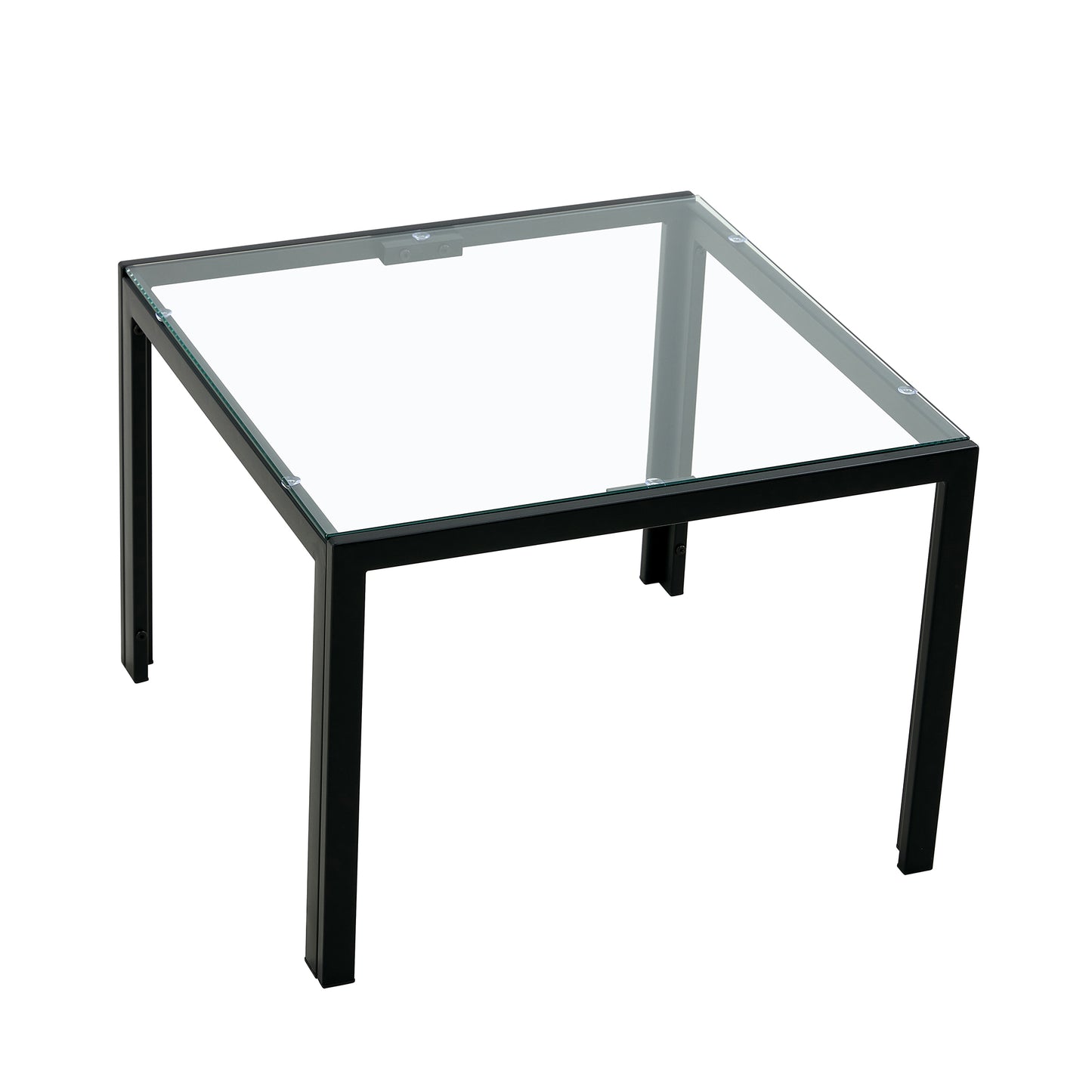Set of 2 Tempered Glass Modern Design Nesting Coffee Table Set- Transparent_8