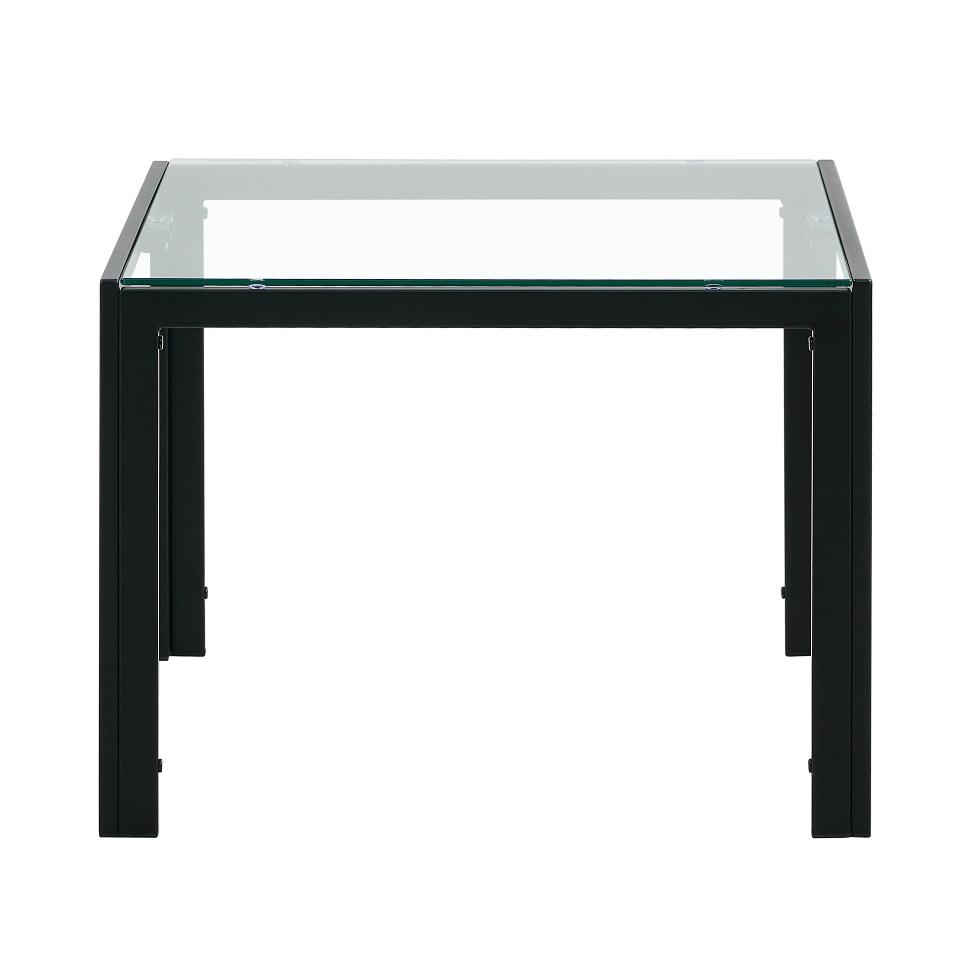 Set of 2 Tempered Glass Modern Design Nesting Coffee Table Set- Transparent_10