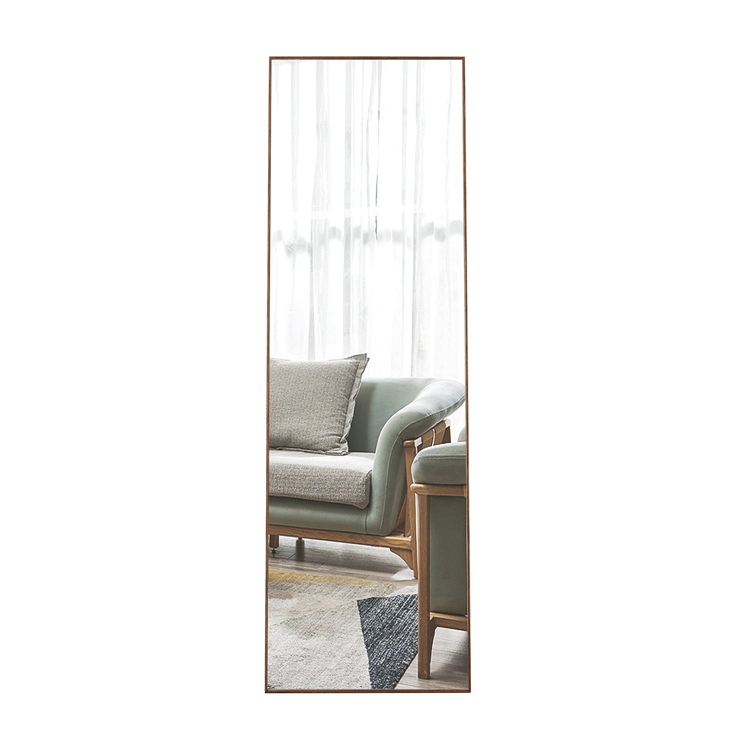 Solid Wooden Frame Full Length Body Decorative and Dressing Mirror- Brown_10