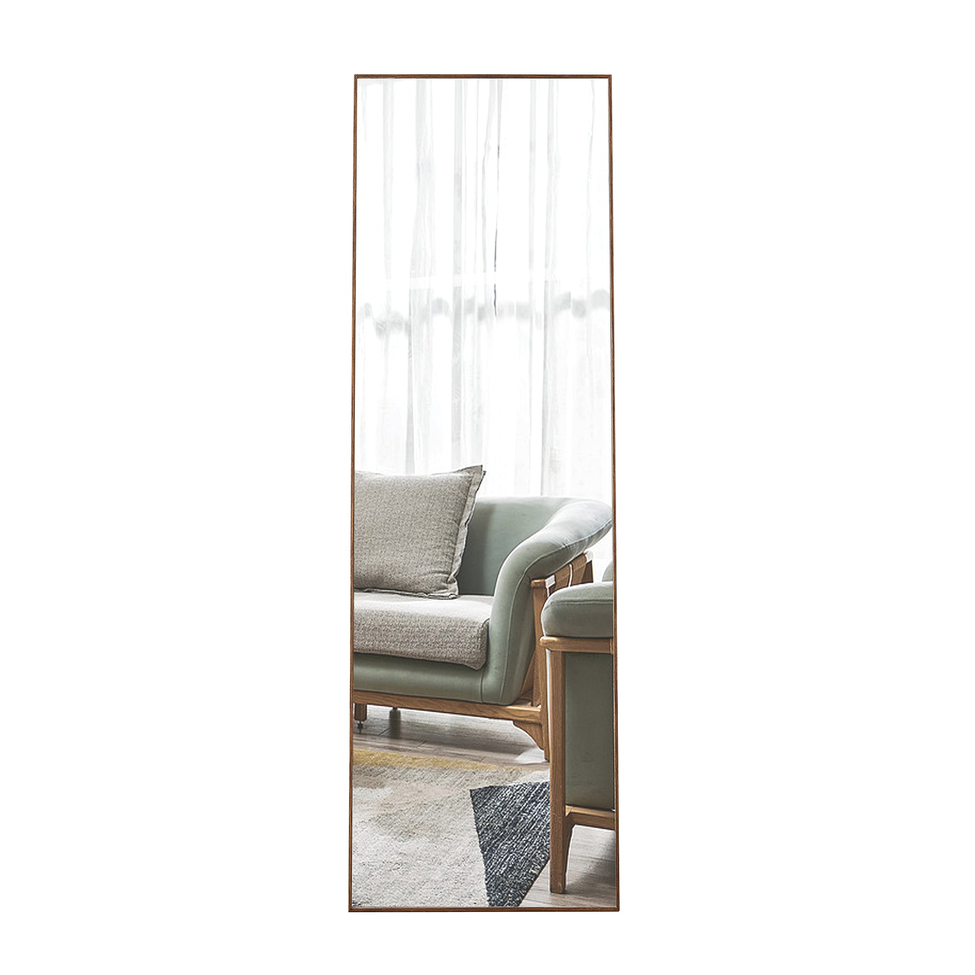 Solid Wooden Frame Full Length Body Decorative and Dressing Mirror- Brown_10