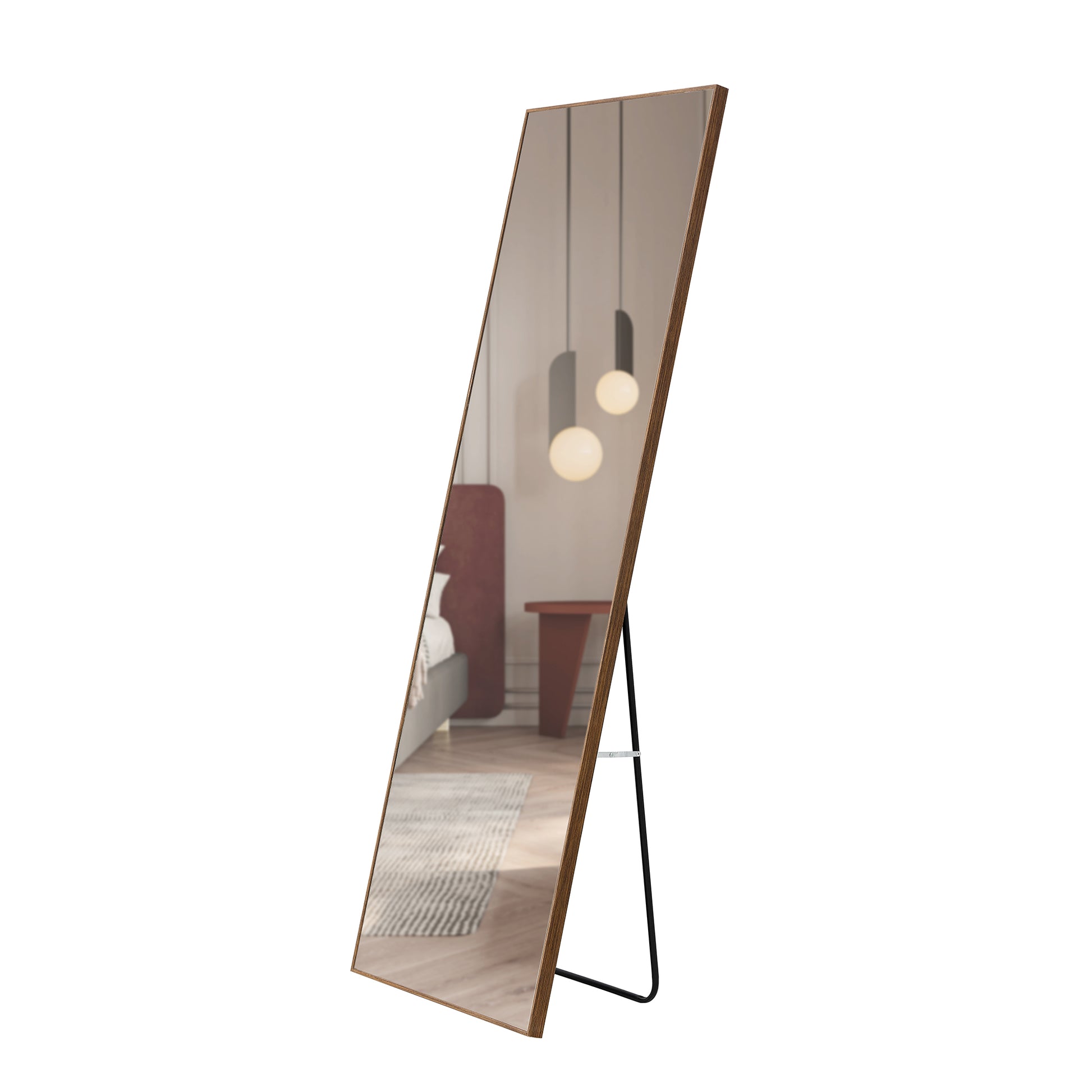 Solid Wooden Frame Full Length Body Decorative and Dressing Mirror- Brown_13