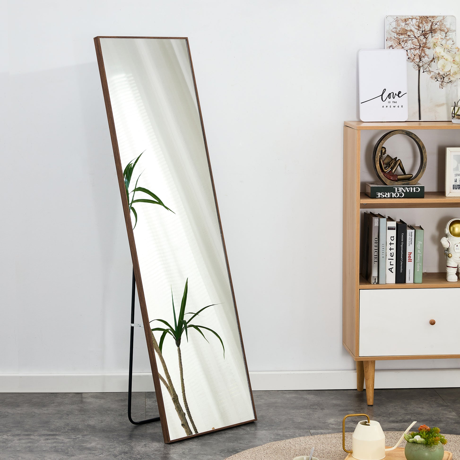 Solid Wooden Frame Full Length Body Decorative and Dressing Mirror- Brown_3