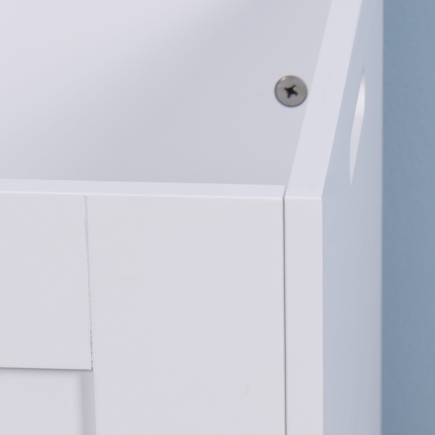 Lift Top Entryway Storage Cabinet with 2 Safety Hinges Wooden Toy Box- White_5