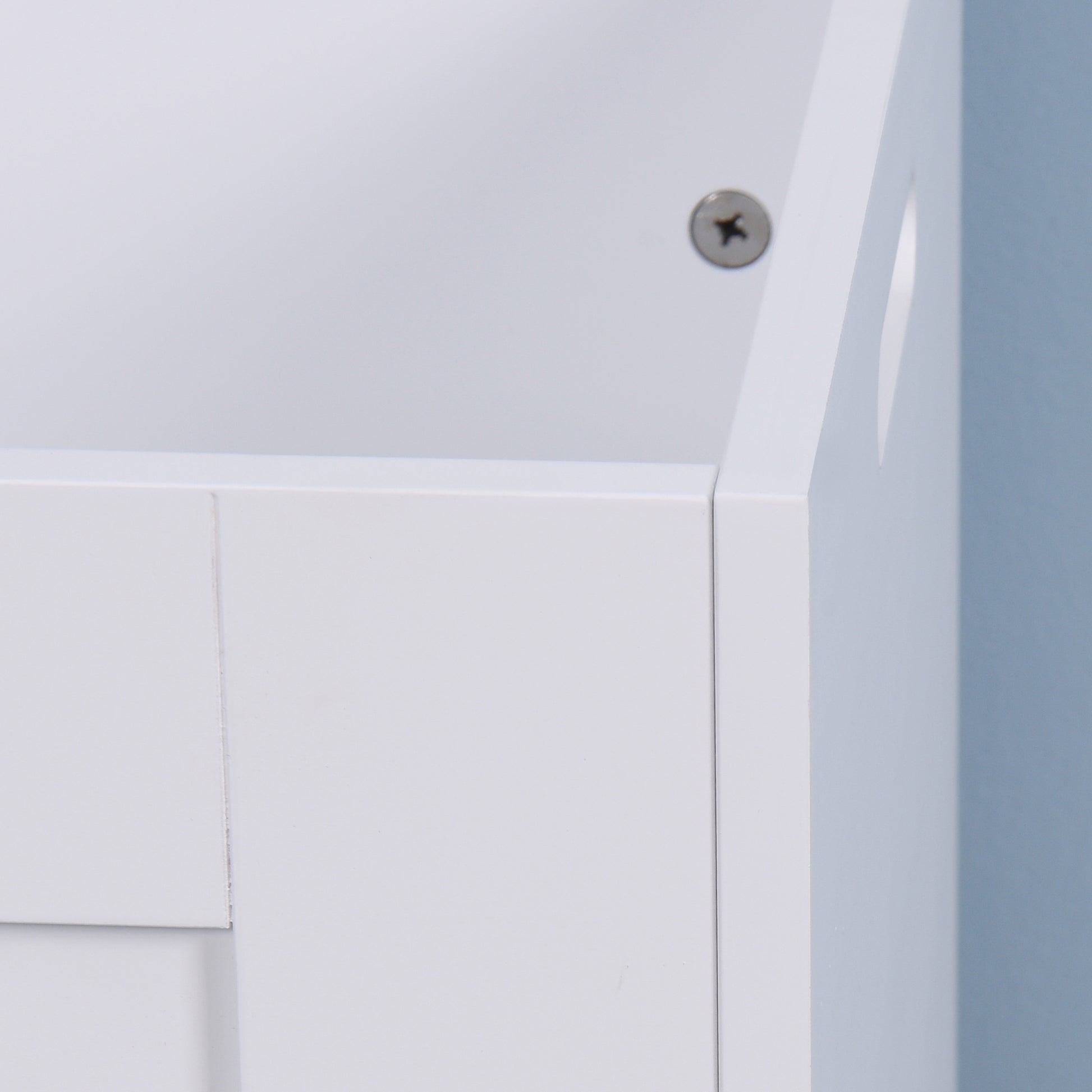 Lift Top Entryway Storage Cabinet with 2 Safety Hinges Wooden Toy Box- White_5