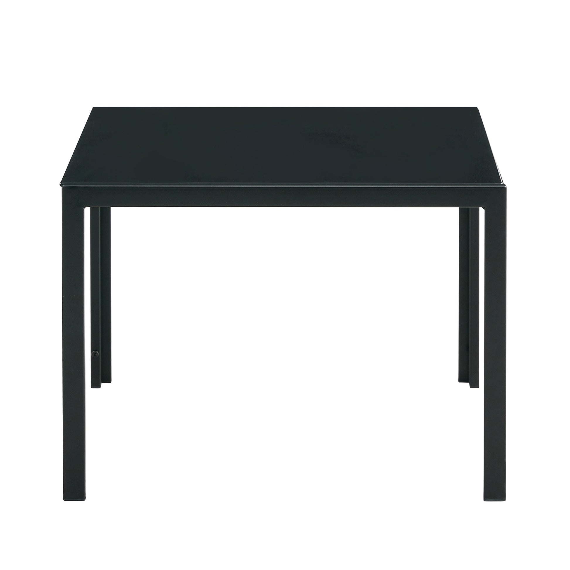 Set of 2 Tempered Glass Modern Design Nesting Coffee Table Set in Black_11