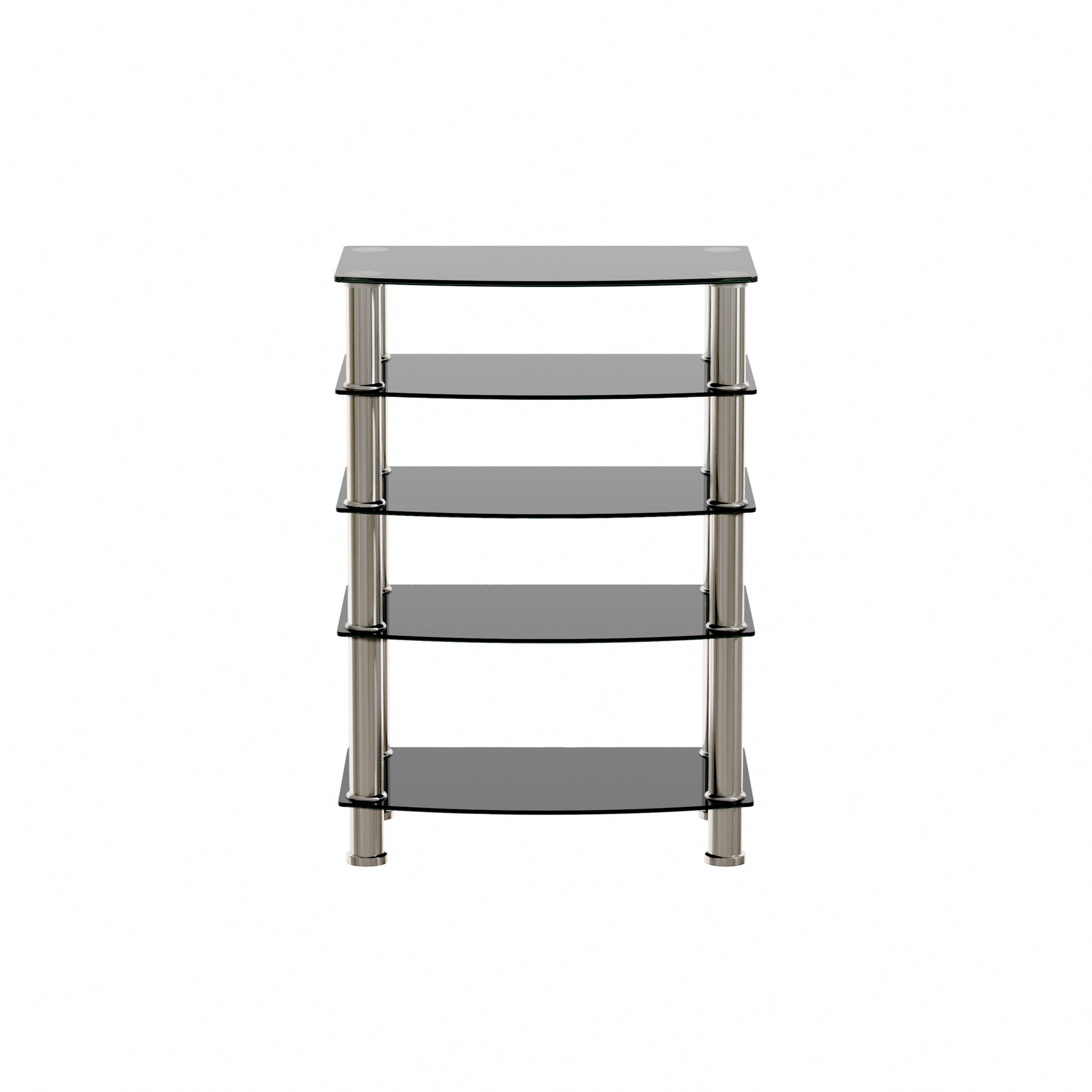 5-Tier Tempered Glass Living Room Side Table with Stainless Steel Frame- Black_9