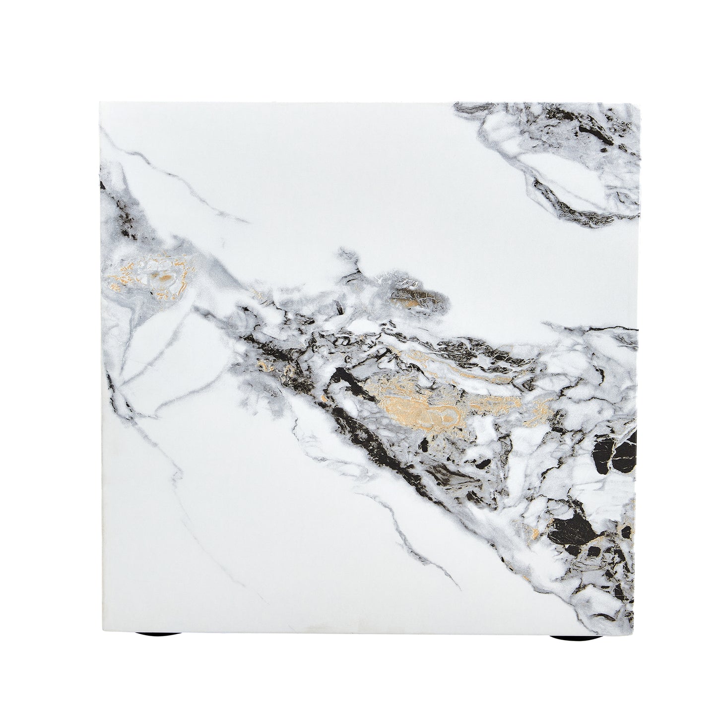 Modern Designed Faux Marble Style Coffee Table Cube Wooden Nightstand_14