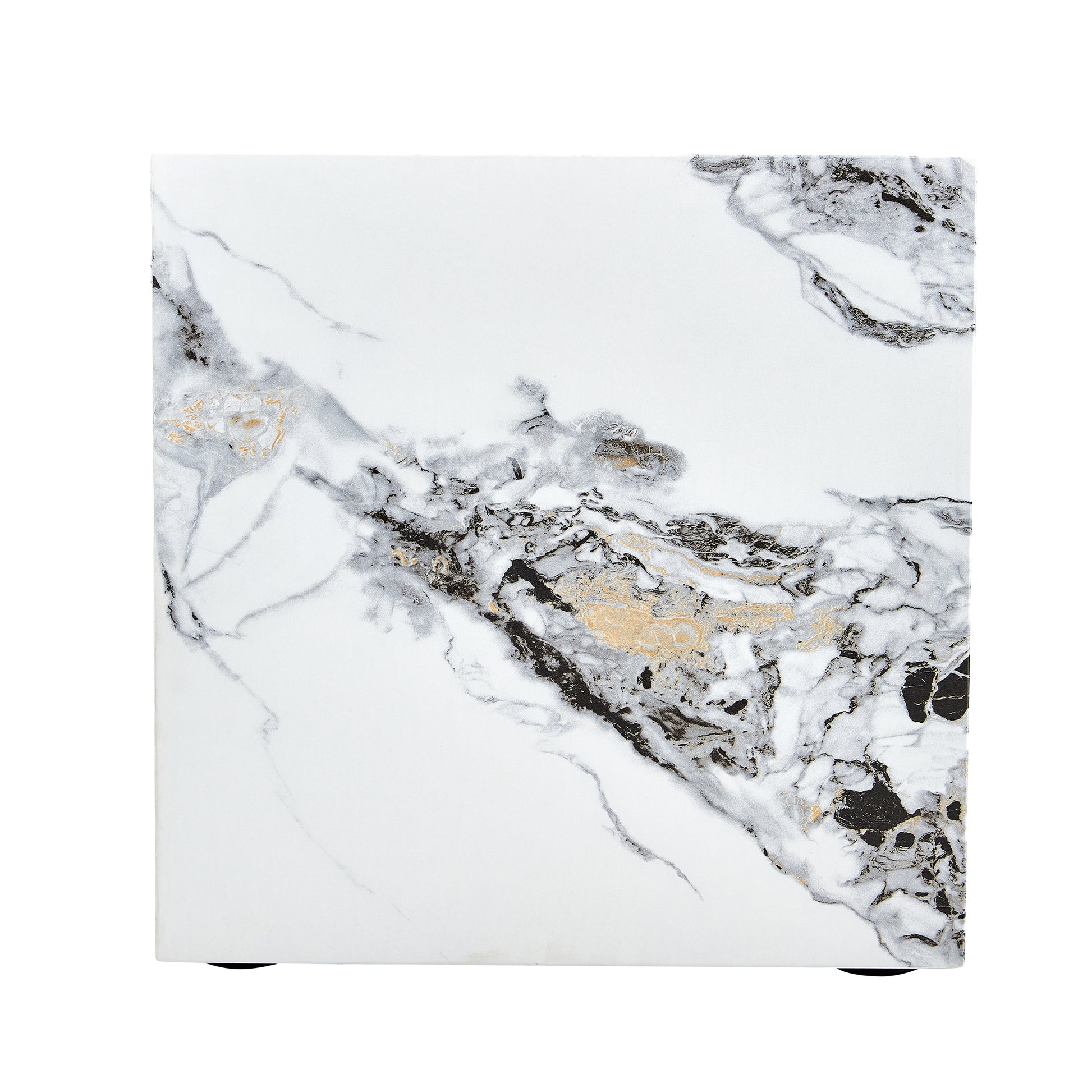 Modern Designed Faux Marble Style Coffee Table Cube Wooden Nightstand_14