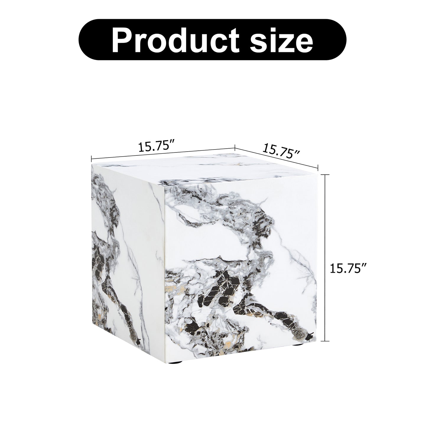 Modern Designed Faux Marble Style Coffee Table Cube Wooden Nightstand_10