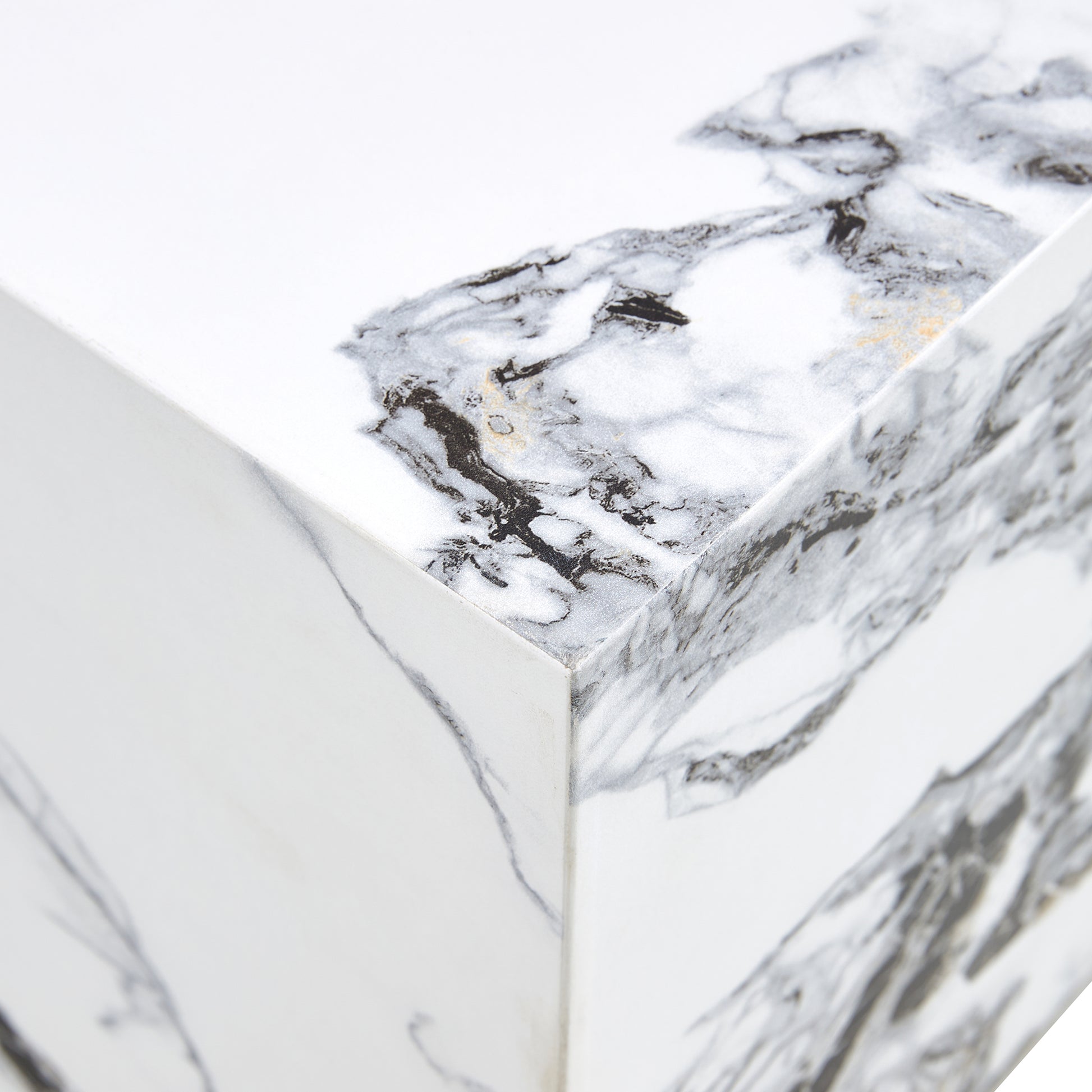 Modern Designed Faux Marble Style Coffee Table Cube Wooden Nightstand_13