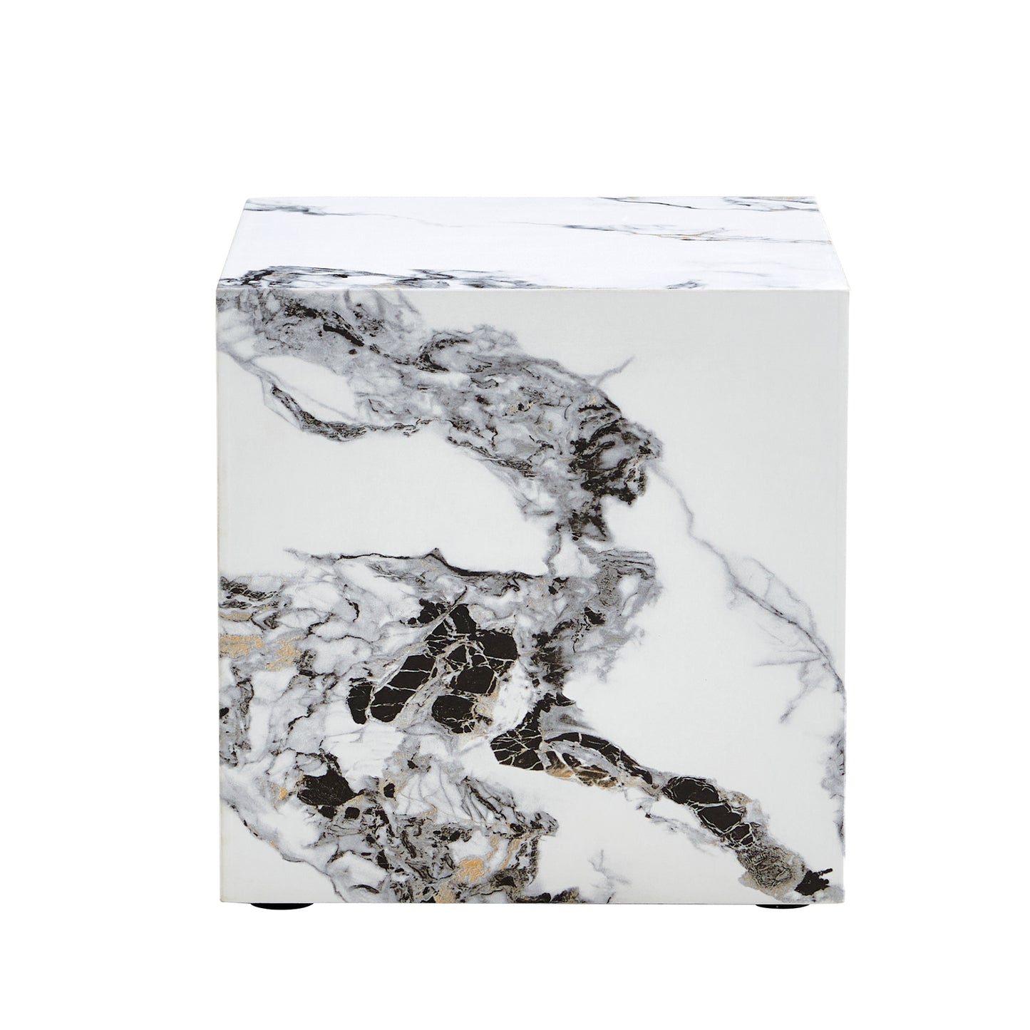 Modern Designed Faux Marble Style Coffee Table Cube Wooden Nightstand_12