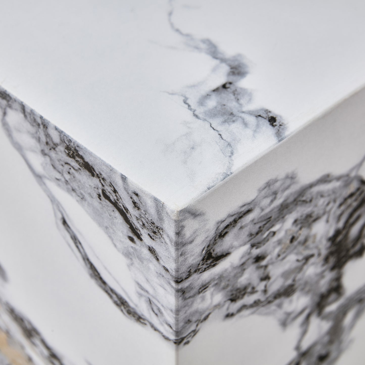 Modern Designed Faux Marble Style Coffee Table Cube Wooden Nightstand_9