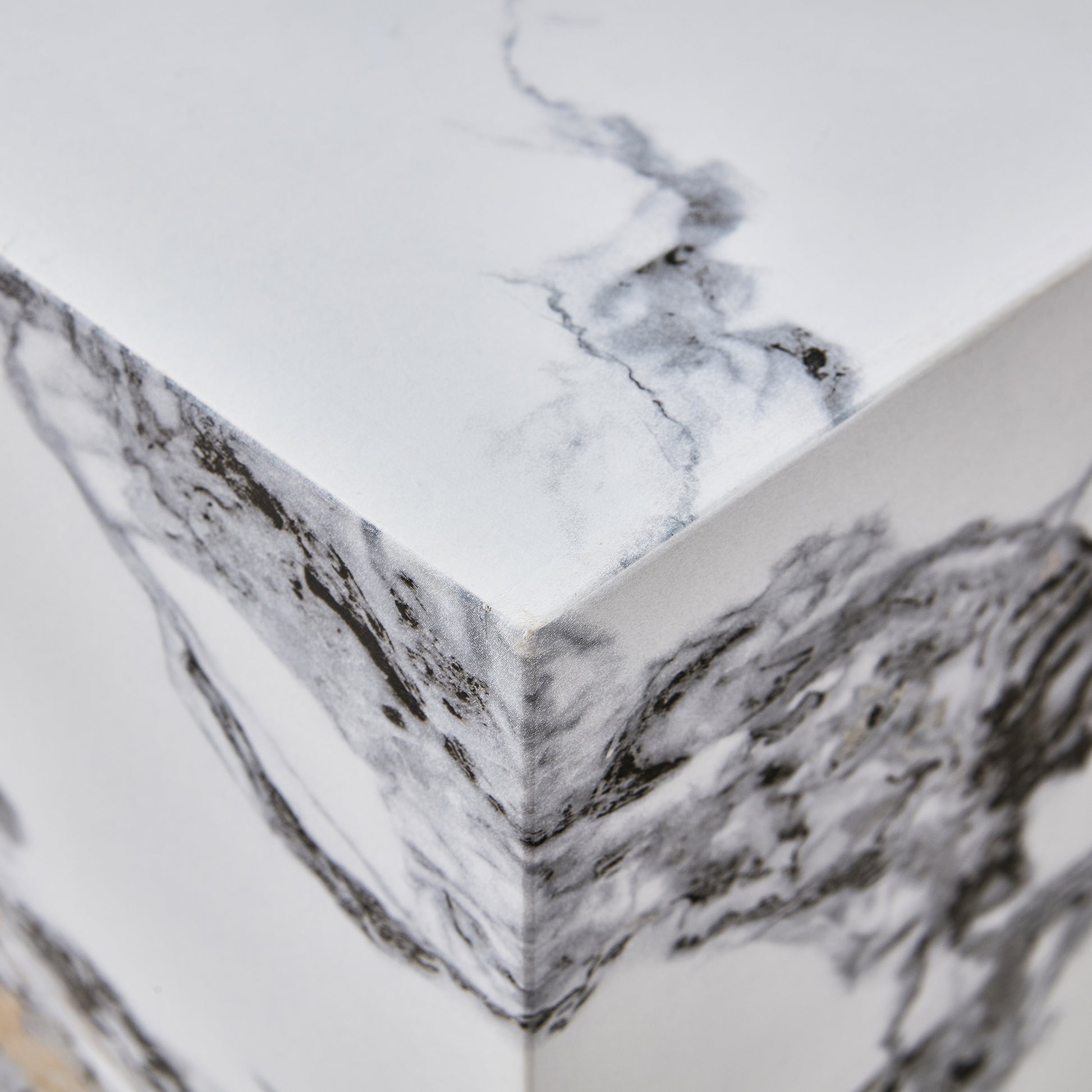 Modern Designed Faux Marble Style Coffee Table Cube Wooden Nightstand_9
