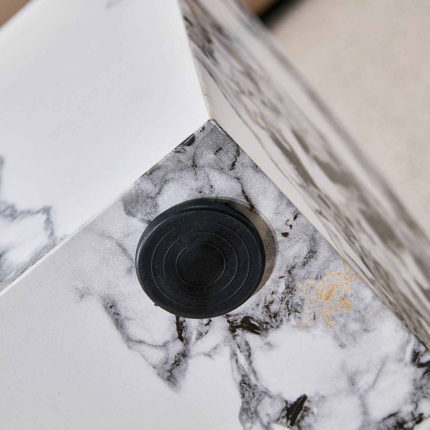 Modern Designed Faux Marble Style Coffee Table Cube Wooden Nightstand_8