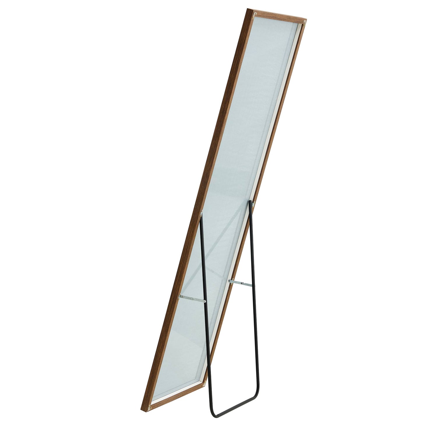 Wall Mounted Solid Wood Frame Full Length Dressing Mirror with Stand- Brown_12