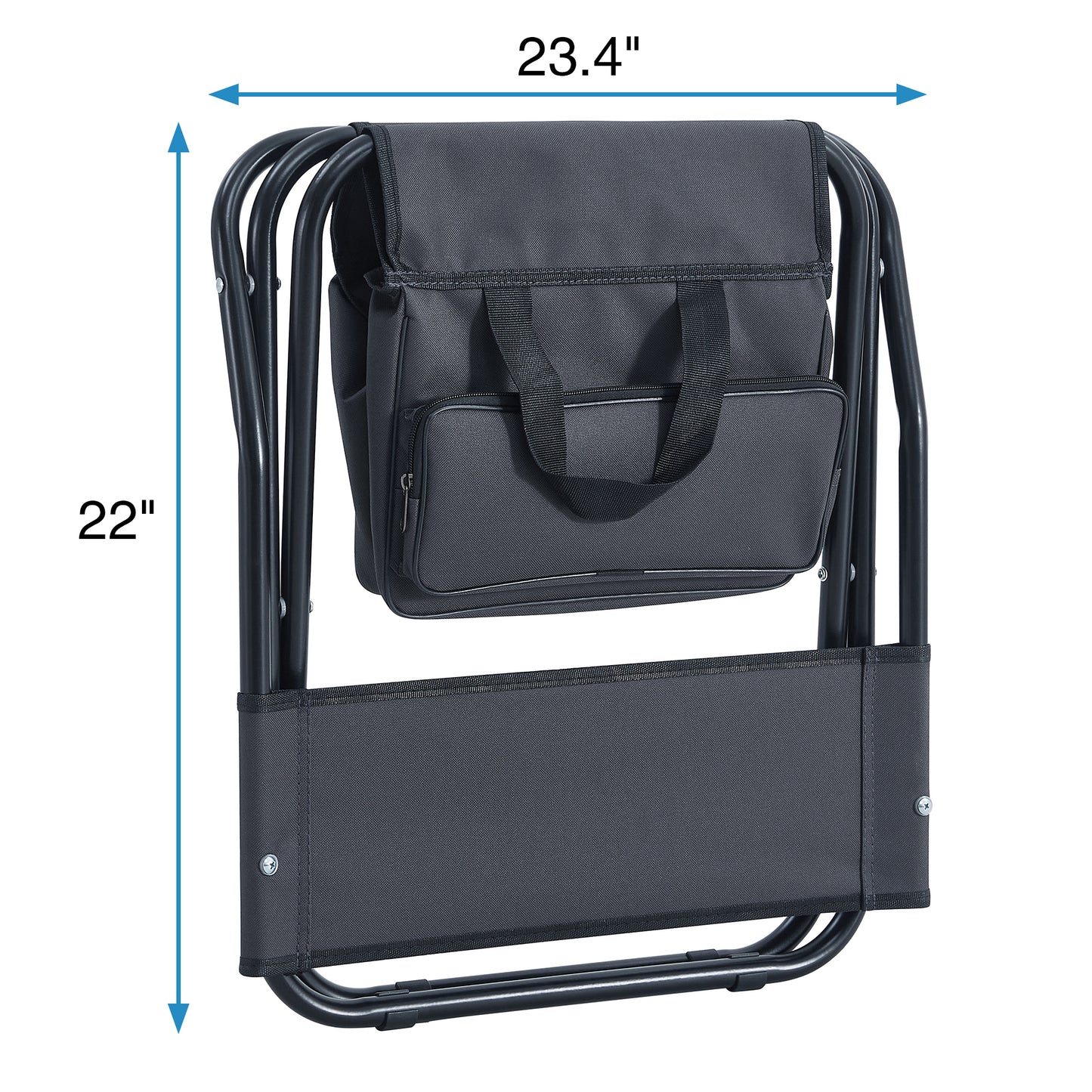 4 pcs Portable Outdoor Camping Fishing Picnic Chairs with Storage Bag- Gray_7