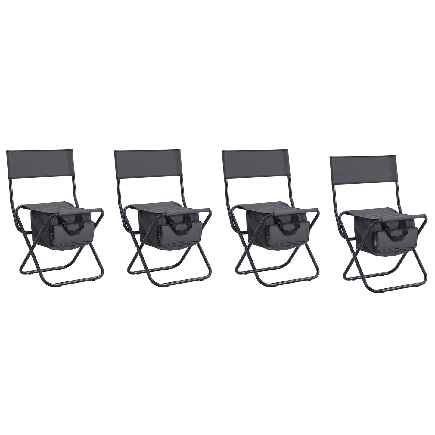 4 pcs Portable Outdoor Camping Fishing Picnic Chairs with Storage Bag- Gray_5