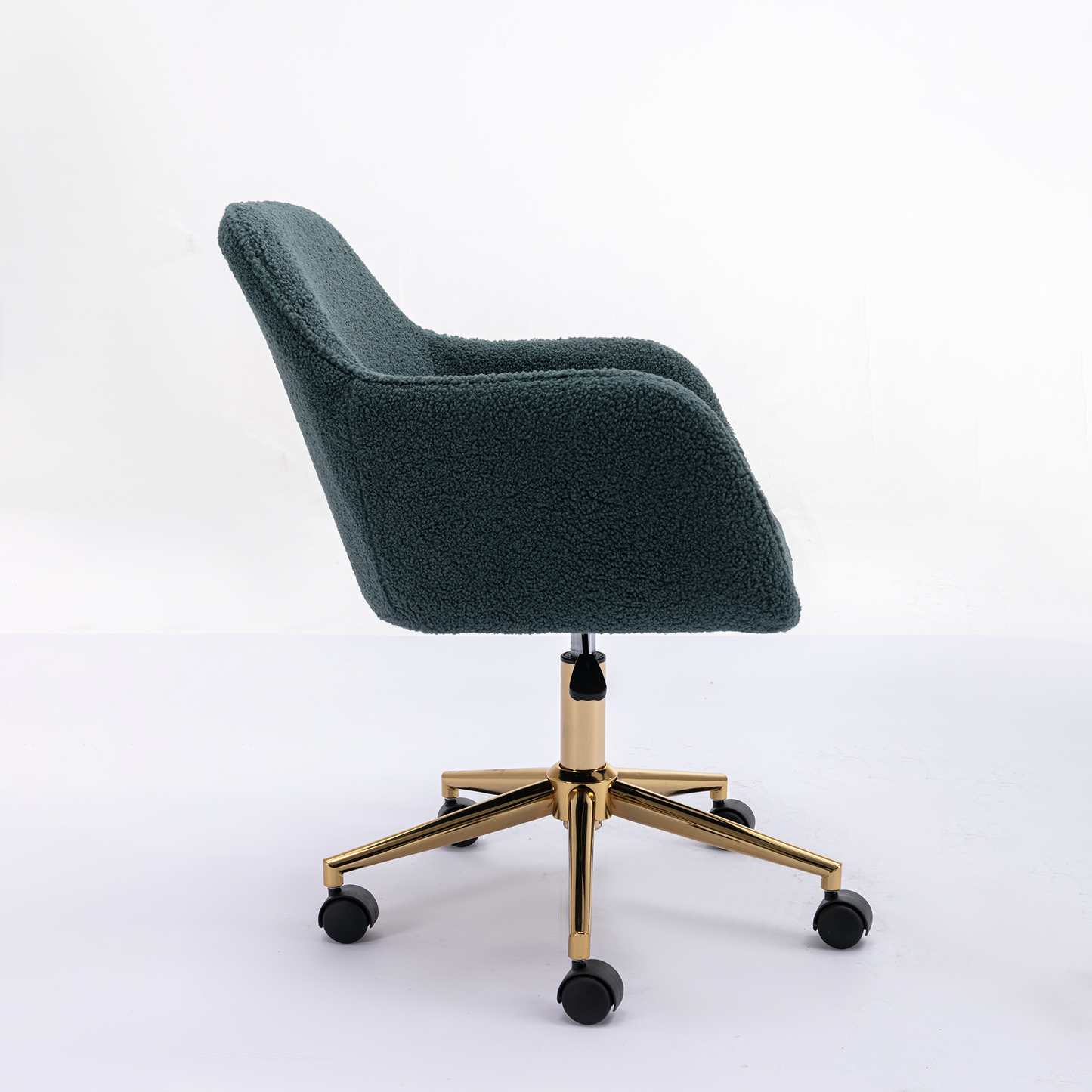 360° Revolving Modern Design Velvet Home and Office Chair with Metal Legs- Green_3