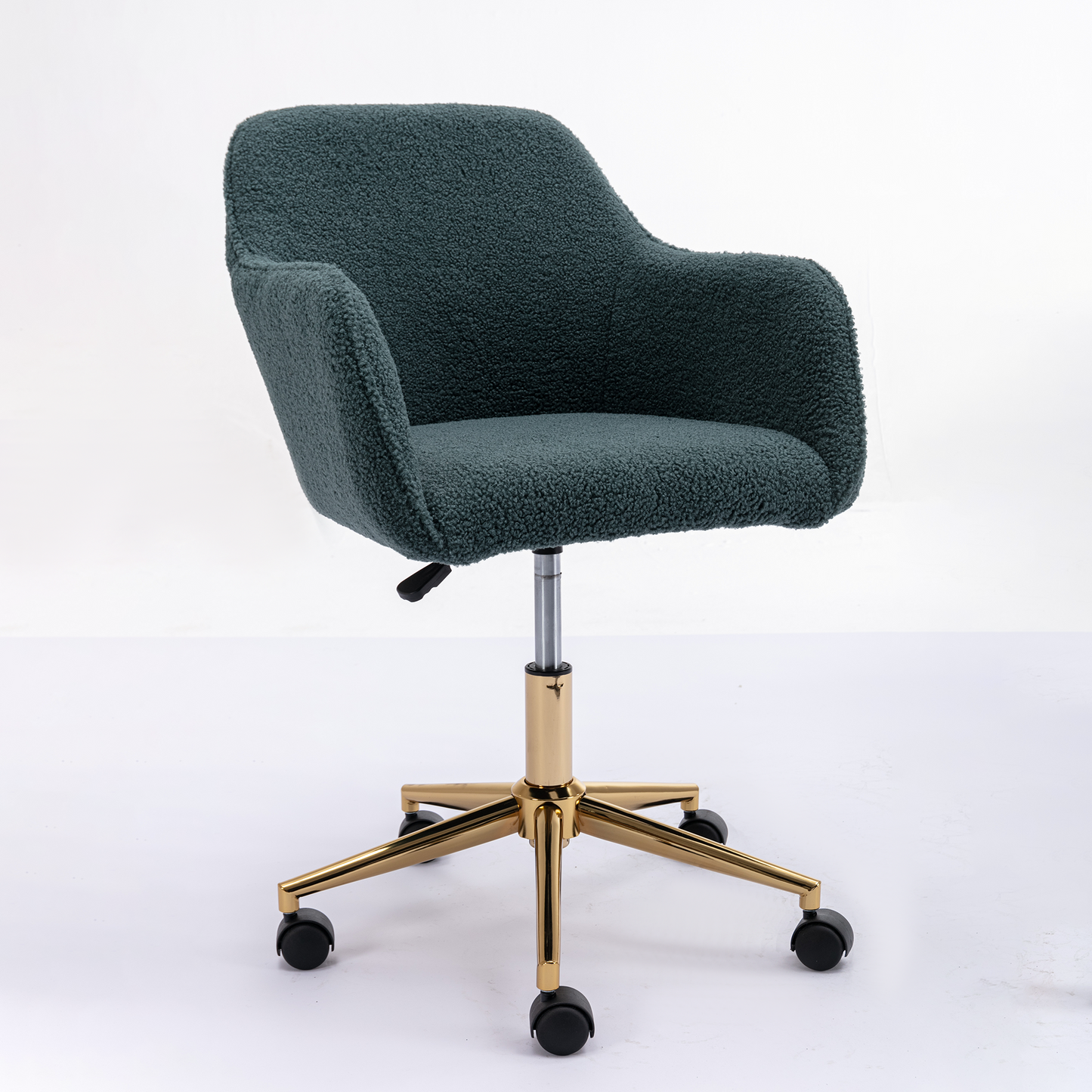 360° Revolving Modern Design Velvet Home and Office Chair with Metal Legs- Green_5