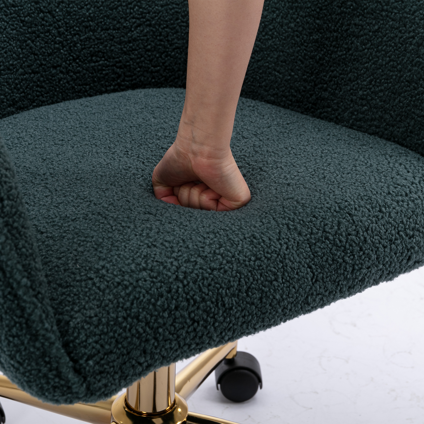 360° Revolving Modern Design Velvet Home and Office Chair with Metal Legs- Green_6