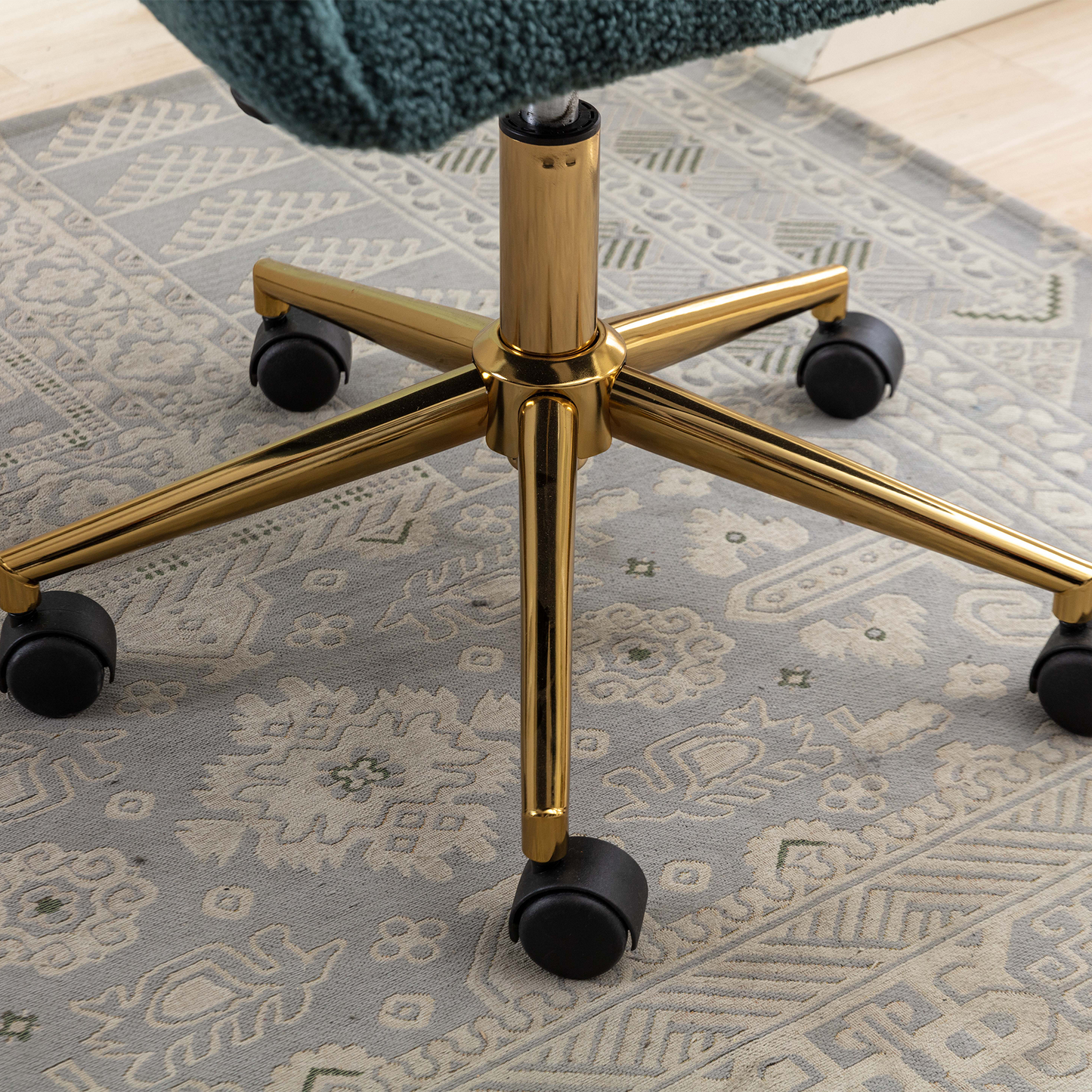 360° Revolving Modern Design Velvet Home and Office Chair with Metal Legs- Green_7