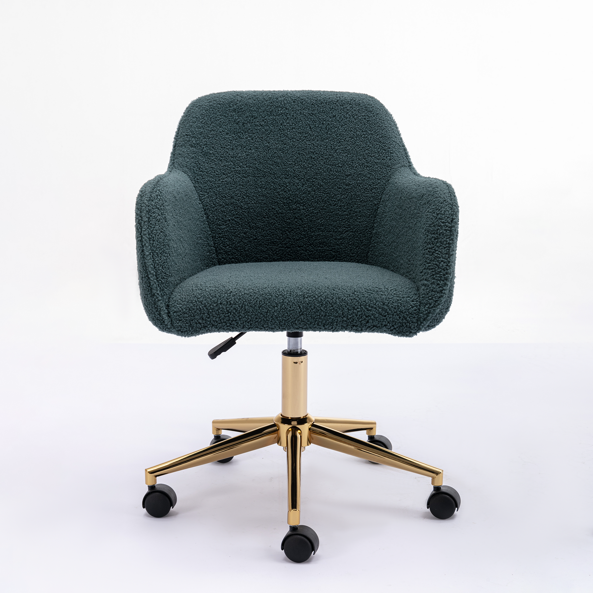 360° Revolving Modern Design Velvet Home and Office Chair with Metal Legs- Green_8