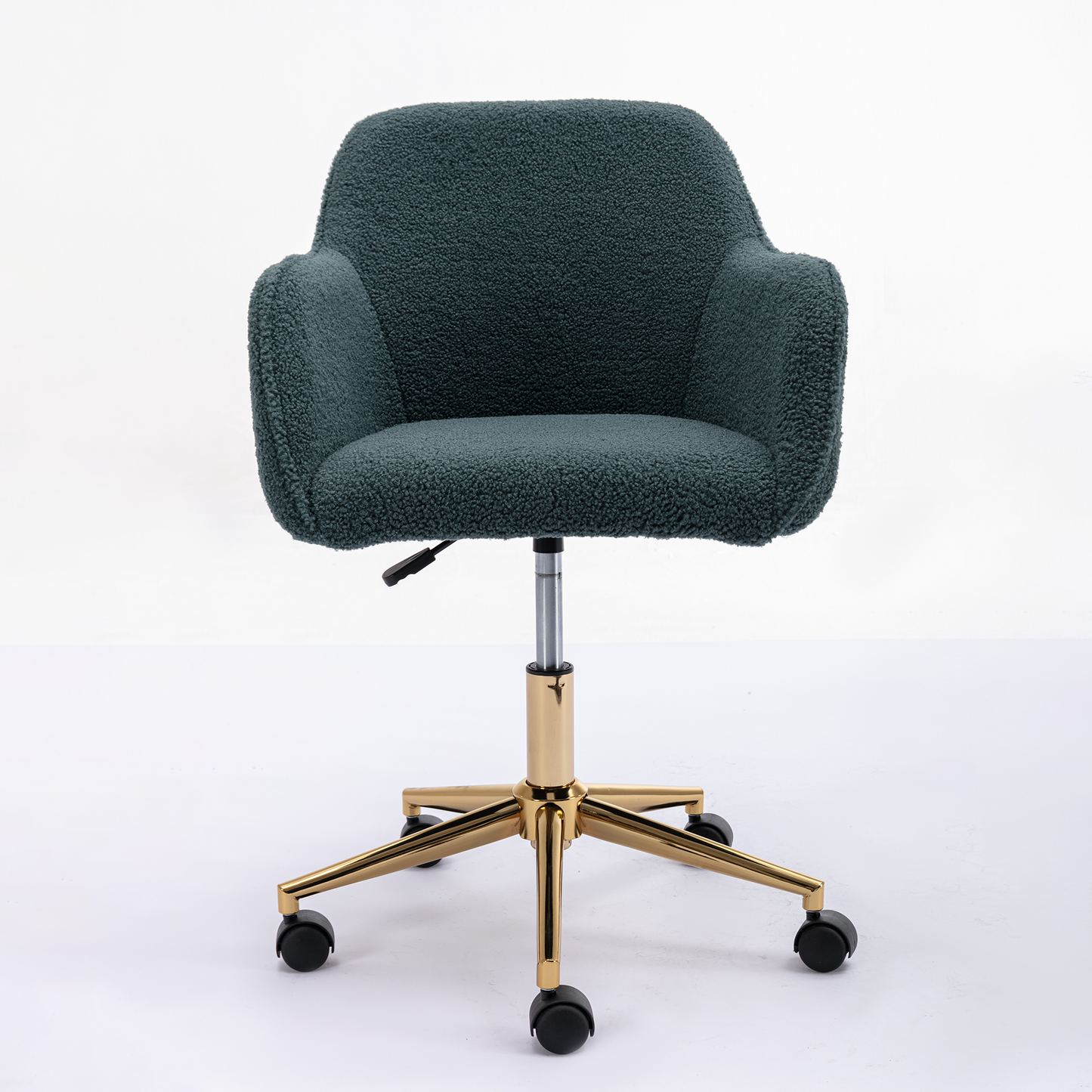 360° Revolving Modern Design Velvet Home and Office Chair with Metal Legs- Green_9