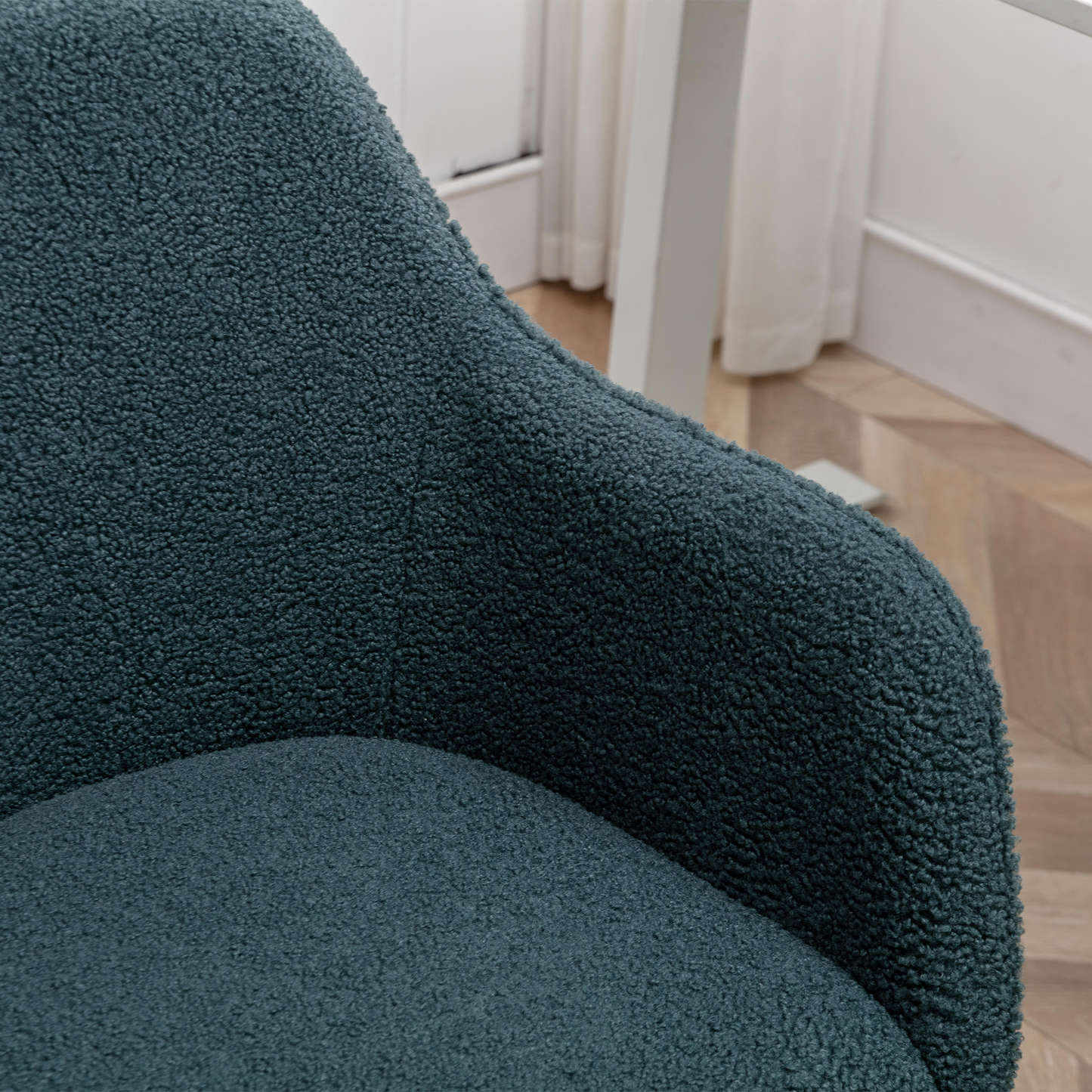 360° Revolving Modern Design Velvet Home and Office Chair with Metal Legs- Green_13