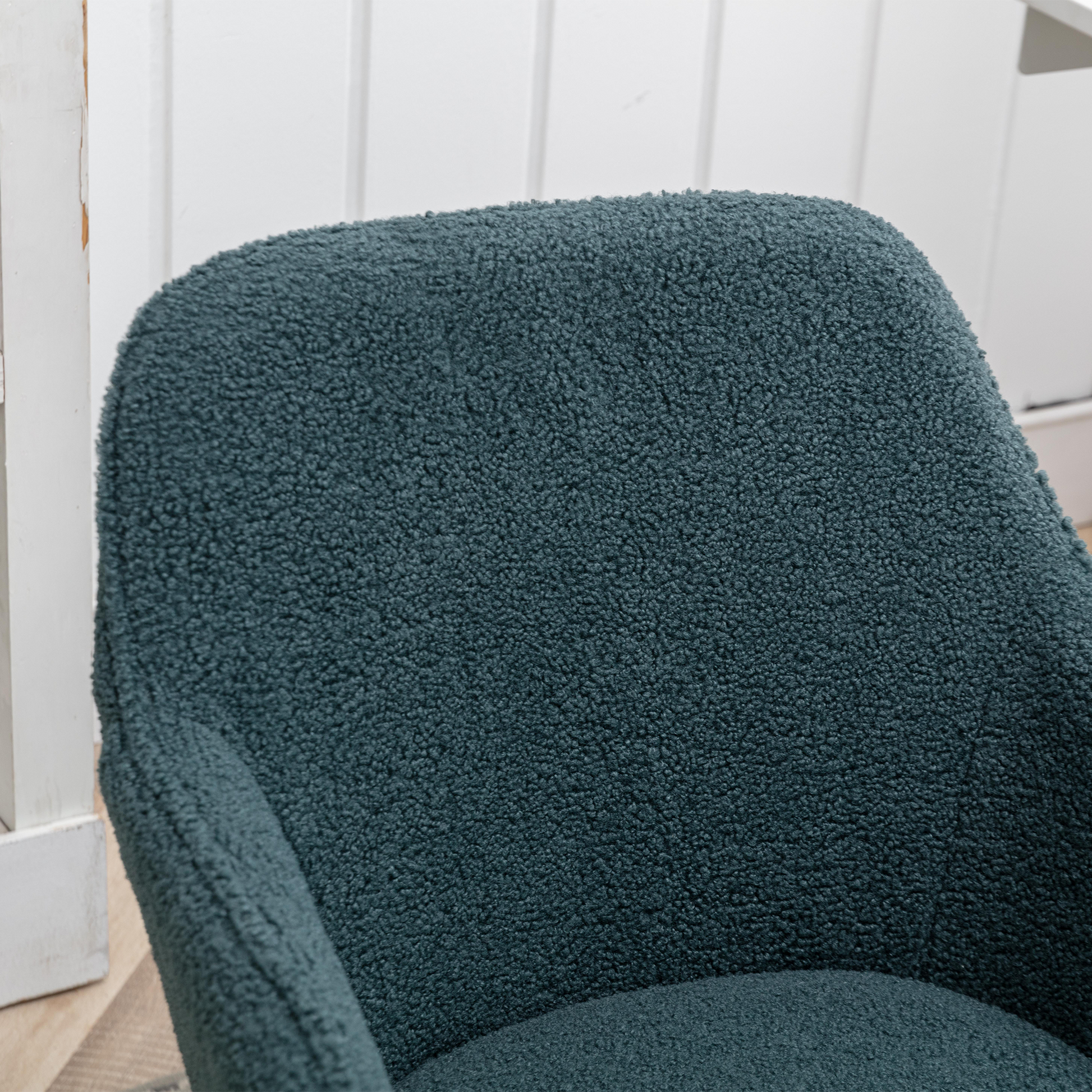 360° Revolving Modern Design Velvet Home and Office Chair with Metal Legs- Green_14