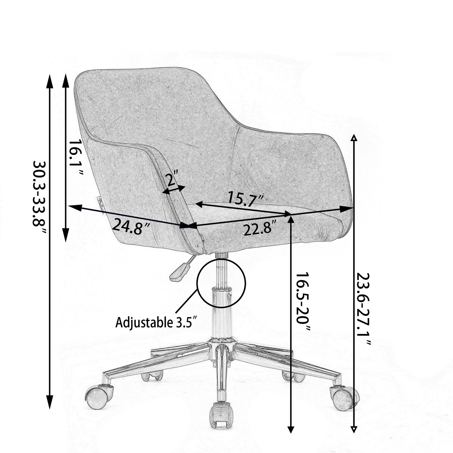 360° Revolving Modern Design Velvet Home and Office Chair with Metal Legs- Green_20
