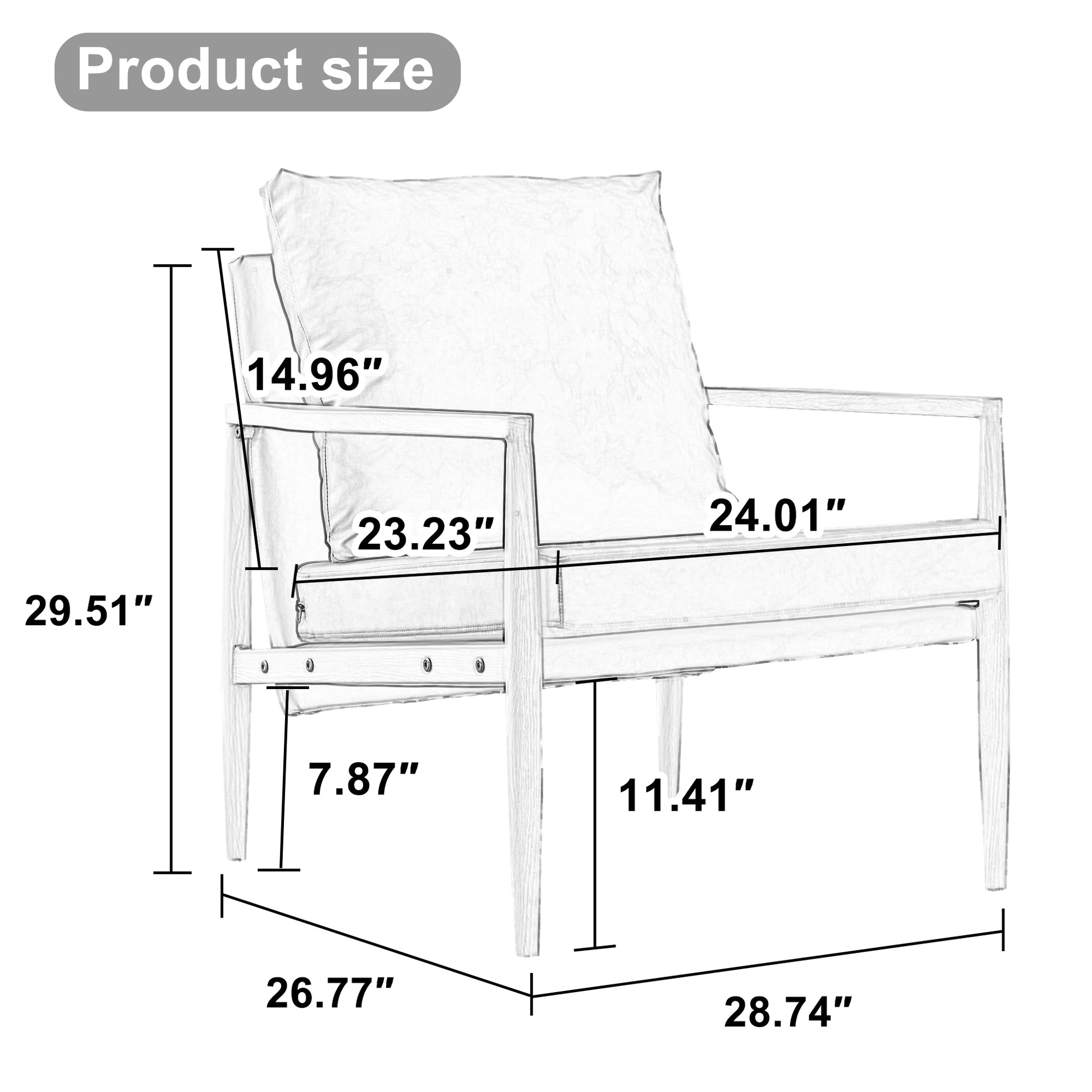 Comfortable Ergonomic Single Velvet Home Accent Lounge Side Chair- White_25